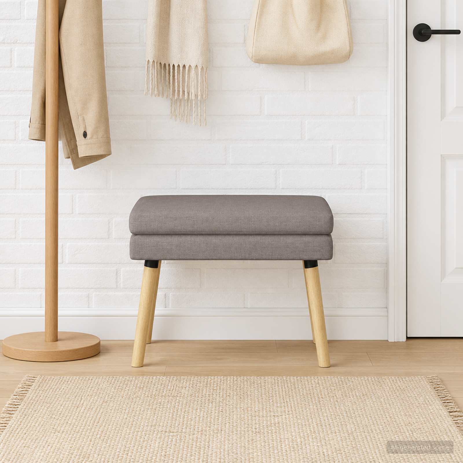 Doppellagige Bank Taupe 60 x 40 x 46 cm Stoff