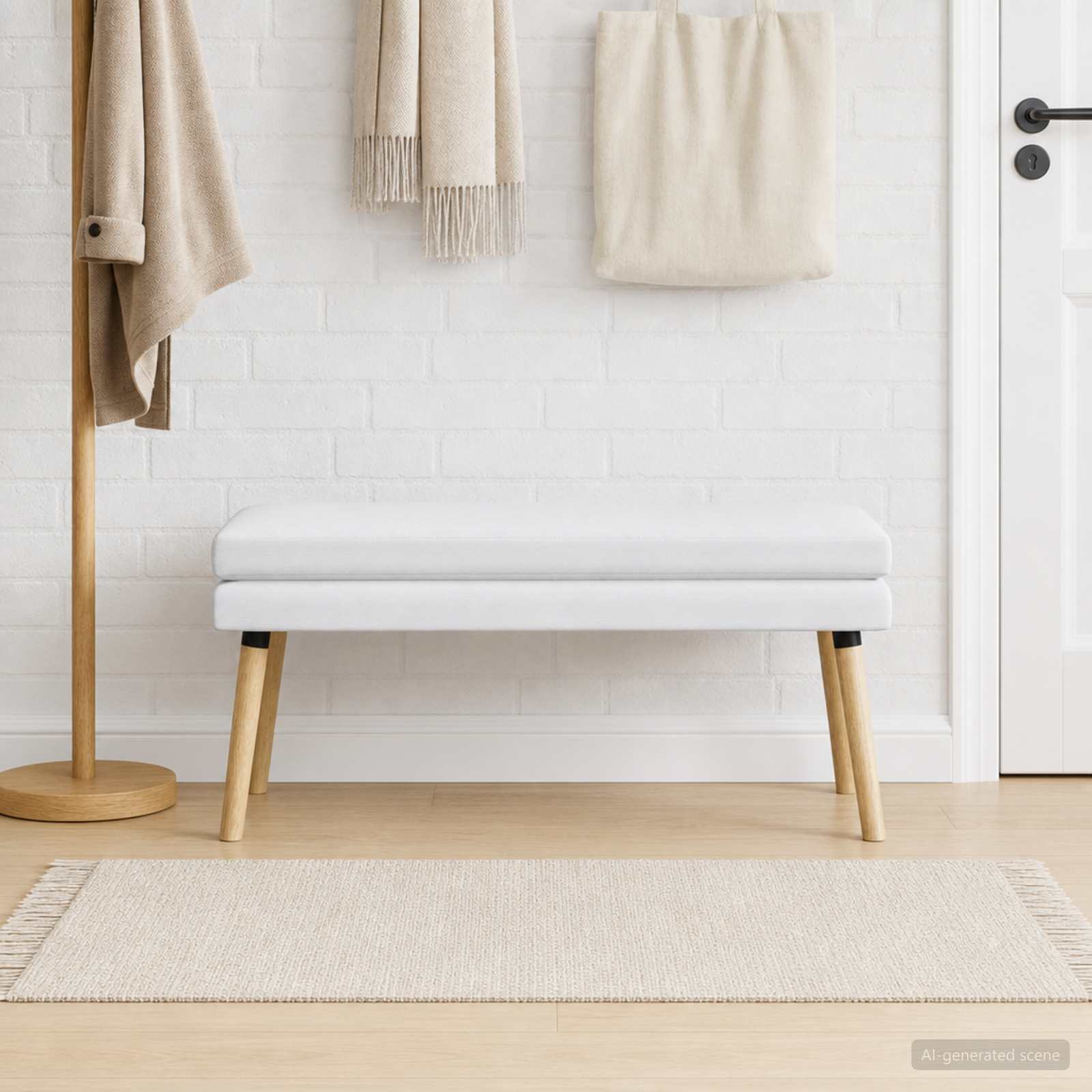 Doppellagige Bank Weiß 110 x 40 x 47 cm Stoff