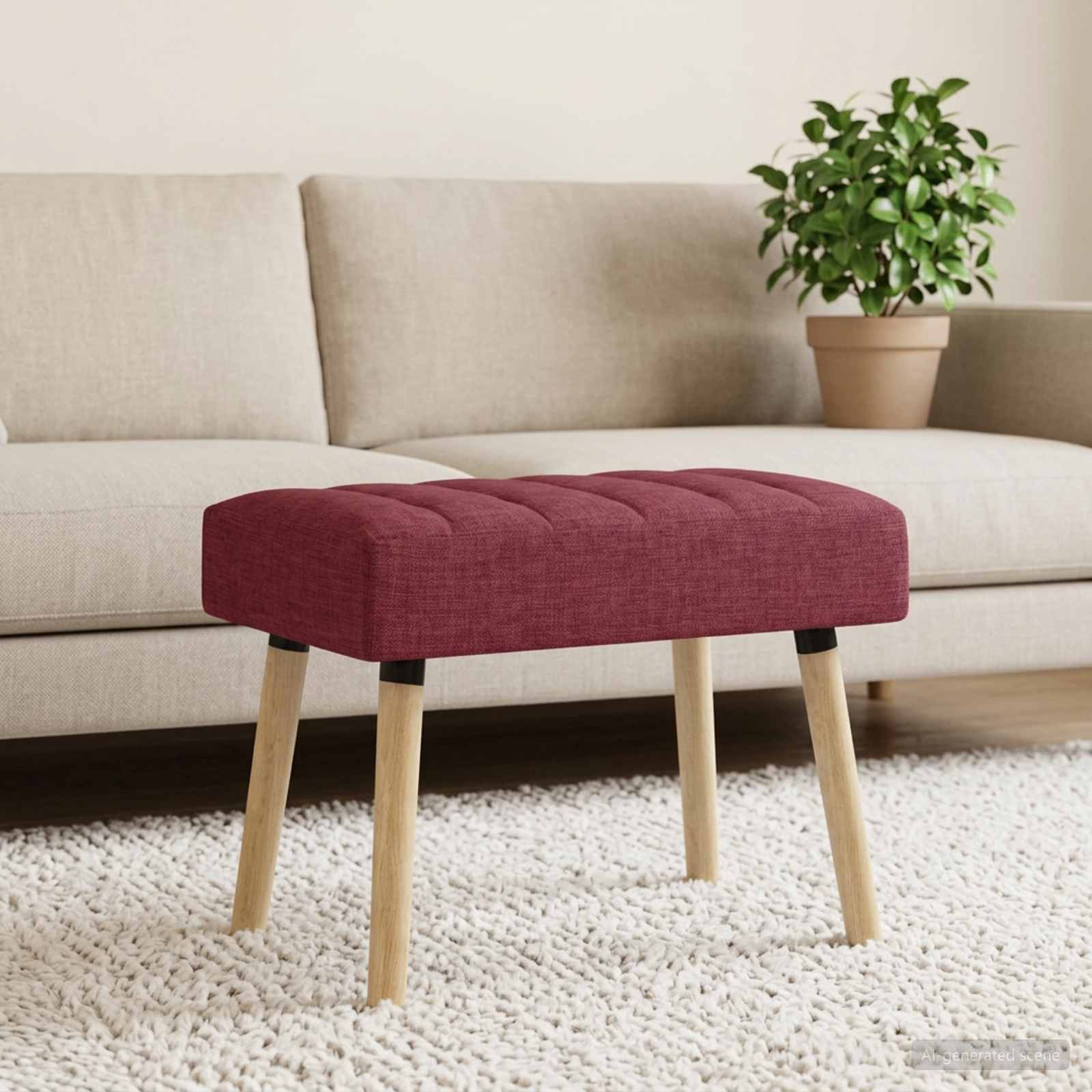 Kanalgepolsterte Bank Weinrot 60 x 40 x 45 cm Stoff