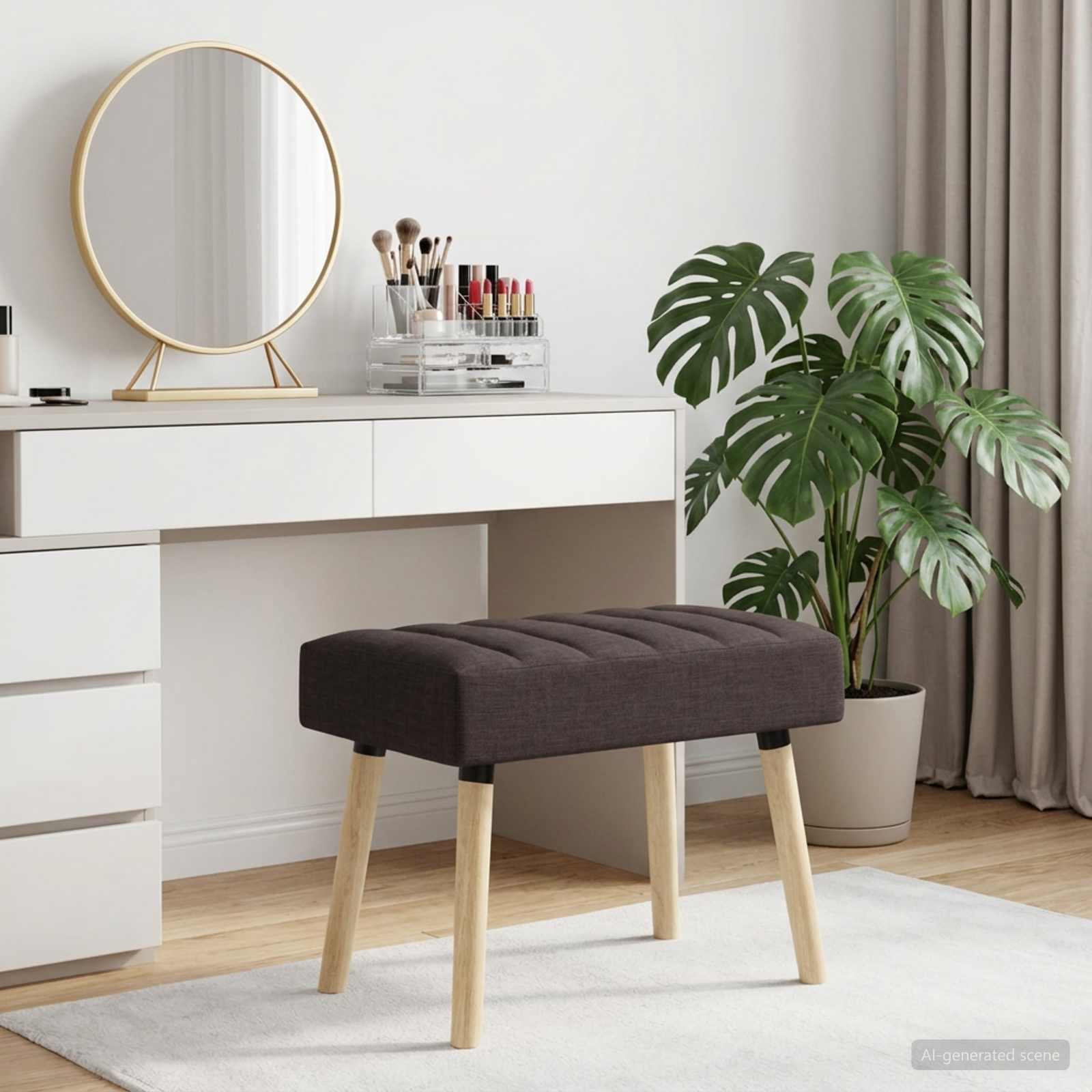 Kanalgepolsterte Bank Dunkelbraun 60 x 40 x 45 cm Stoff