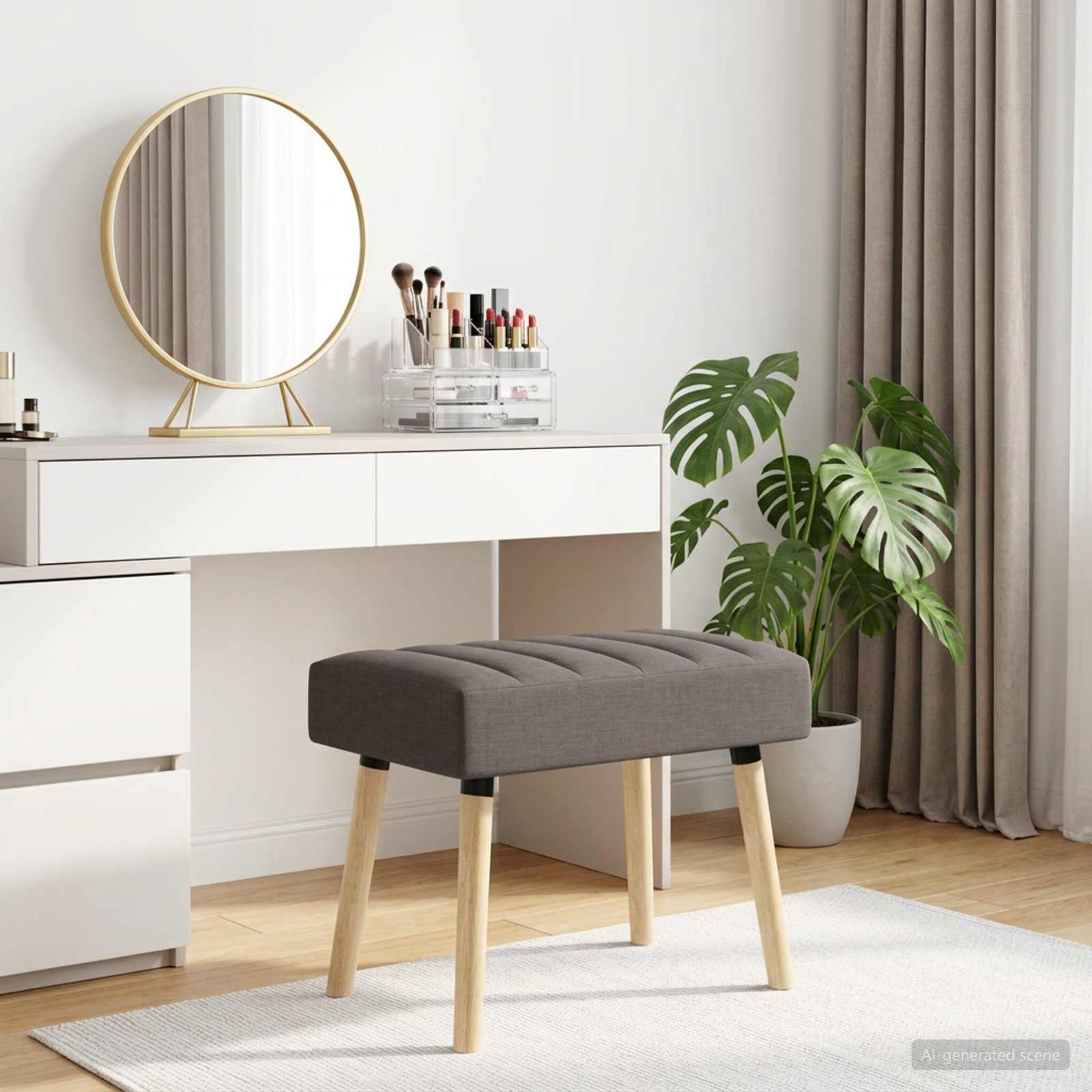 Kanalgepolsterte Bank Taupe 60 x 40 x 45 cm Stoff