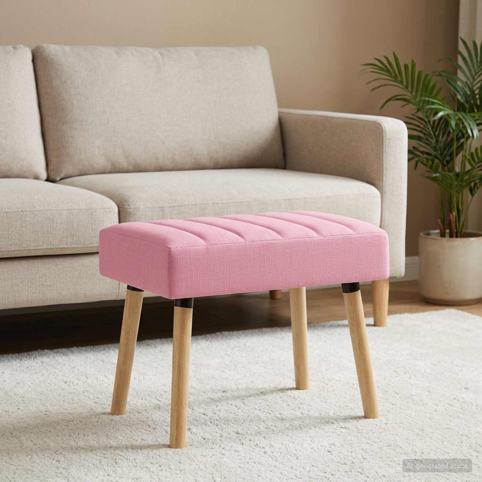 Kanalgepolsterte Bank Rosa 60 x 40 x 45 cm Stoff