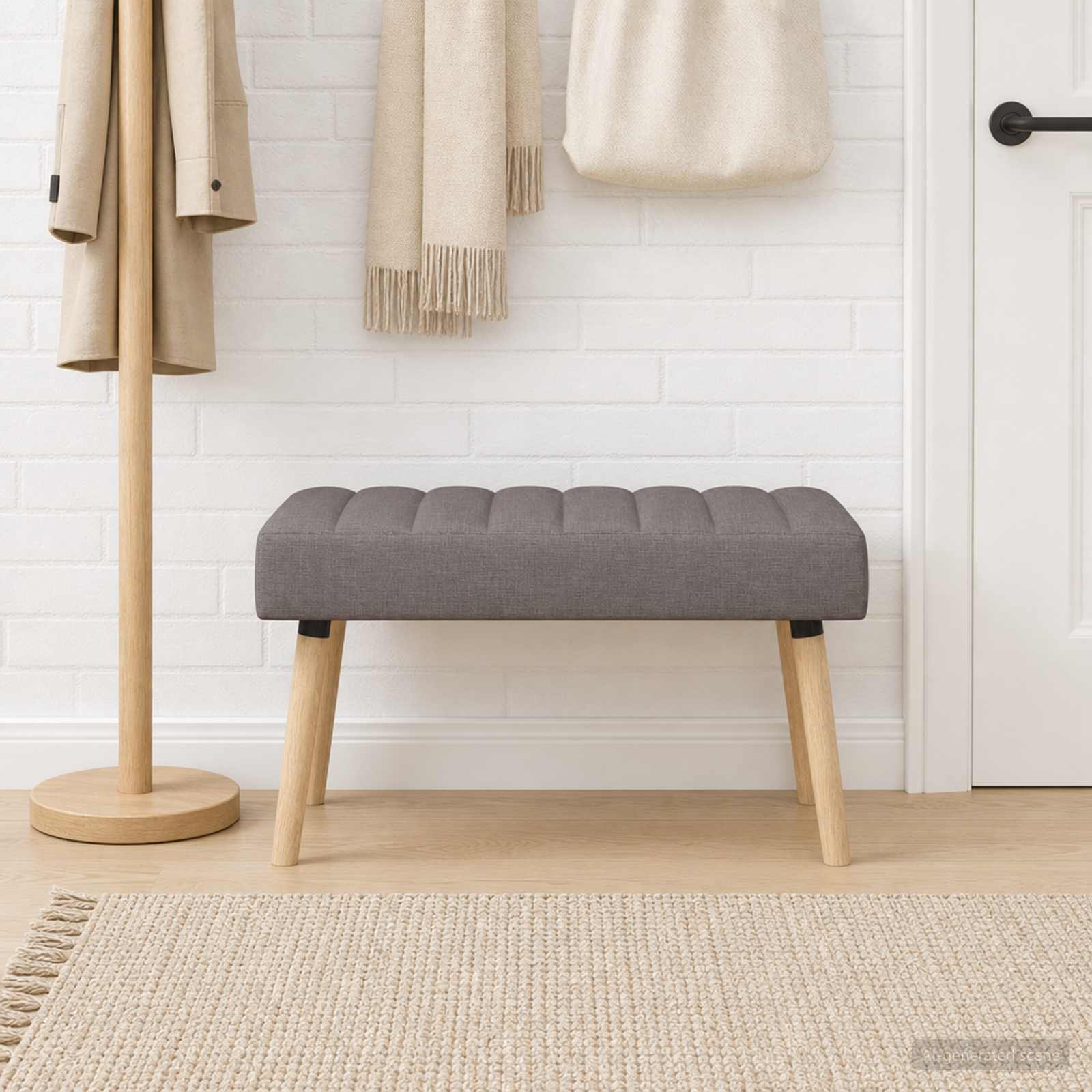 Kanalgepolsterte Bank Taupe 80 x 40 x 46 cm Stoff