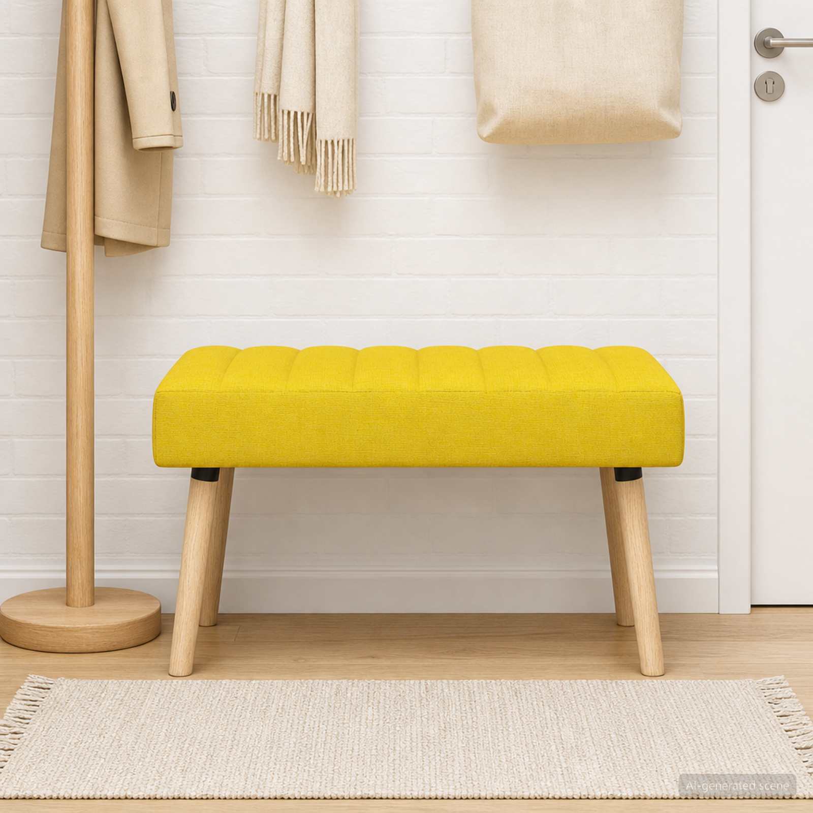 Kanalgepolsterte Bank Helles Gelb 80 x 40 x 46 cm Stoff