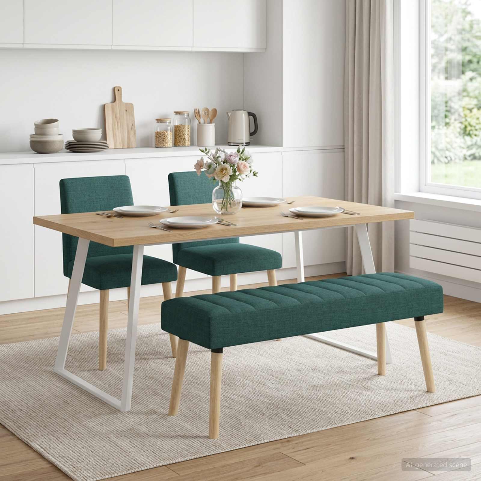 Kanalgepolsterte Bank Dunkelgrün 110 x 40 x 46 cm Stoff