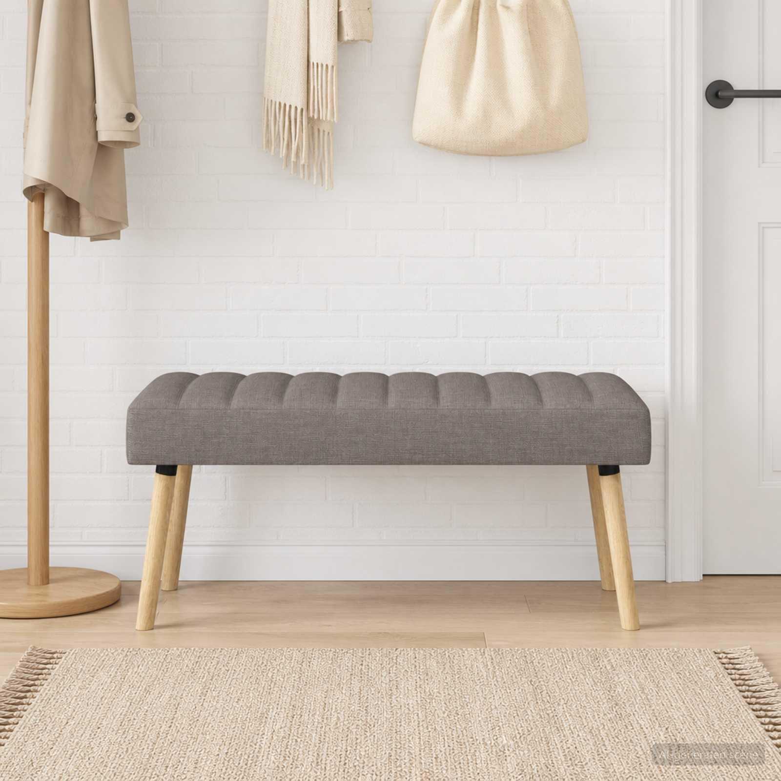 Kanalgepolsterte Bank Taupe 110 x 40 x 46 cm Stoff