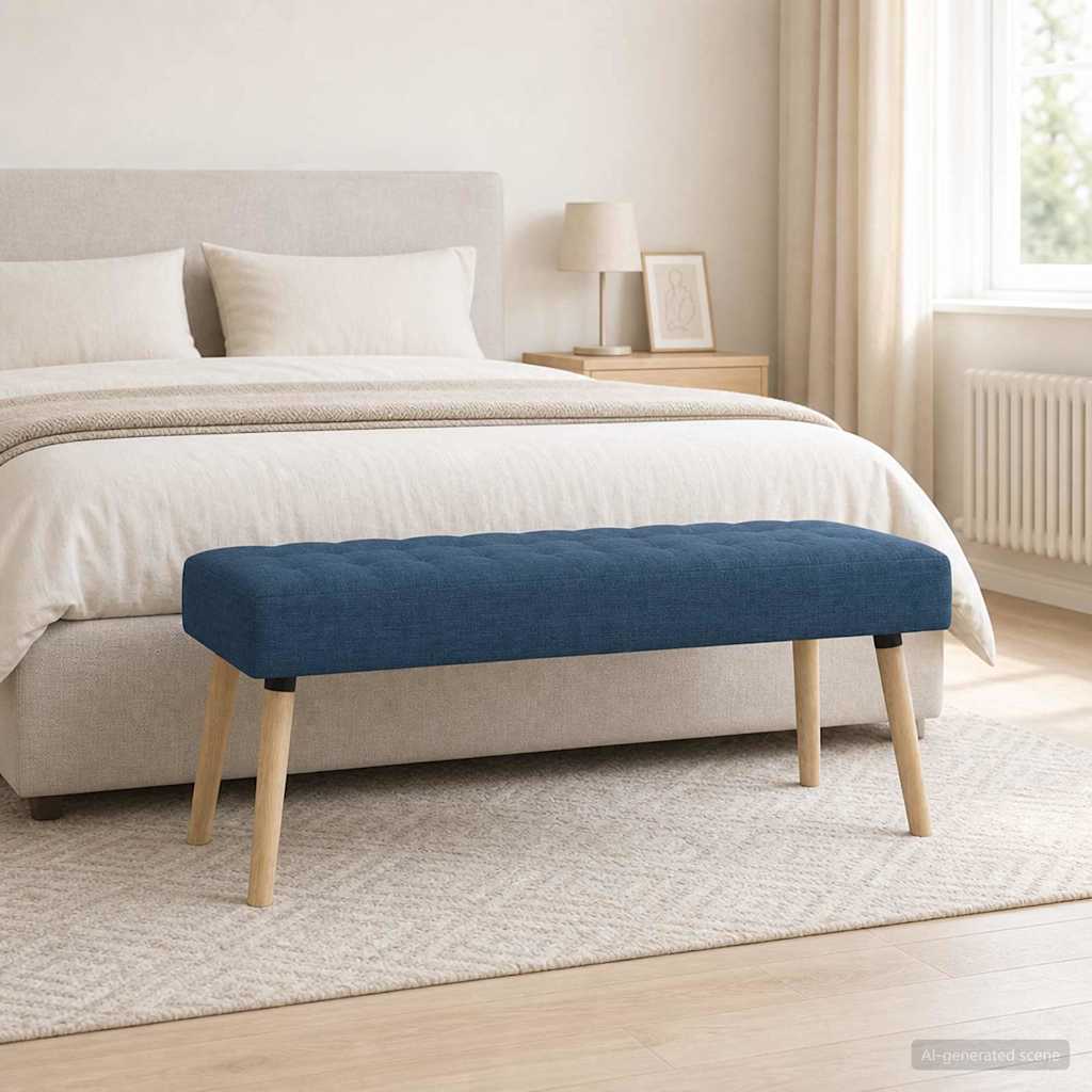 Kanalgepolsterte Bank Blau 110 x 40 x 46 cm Stoff