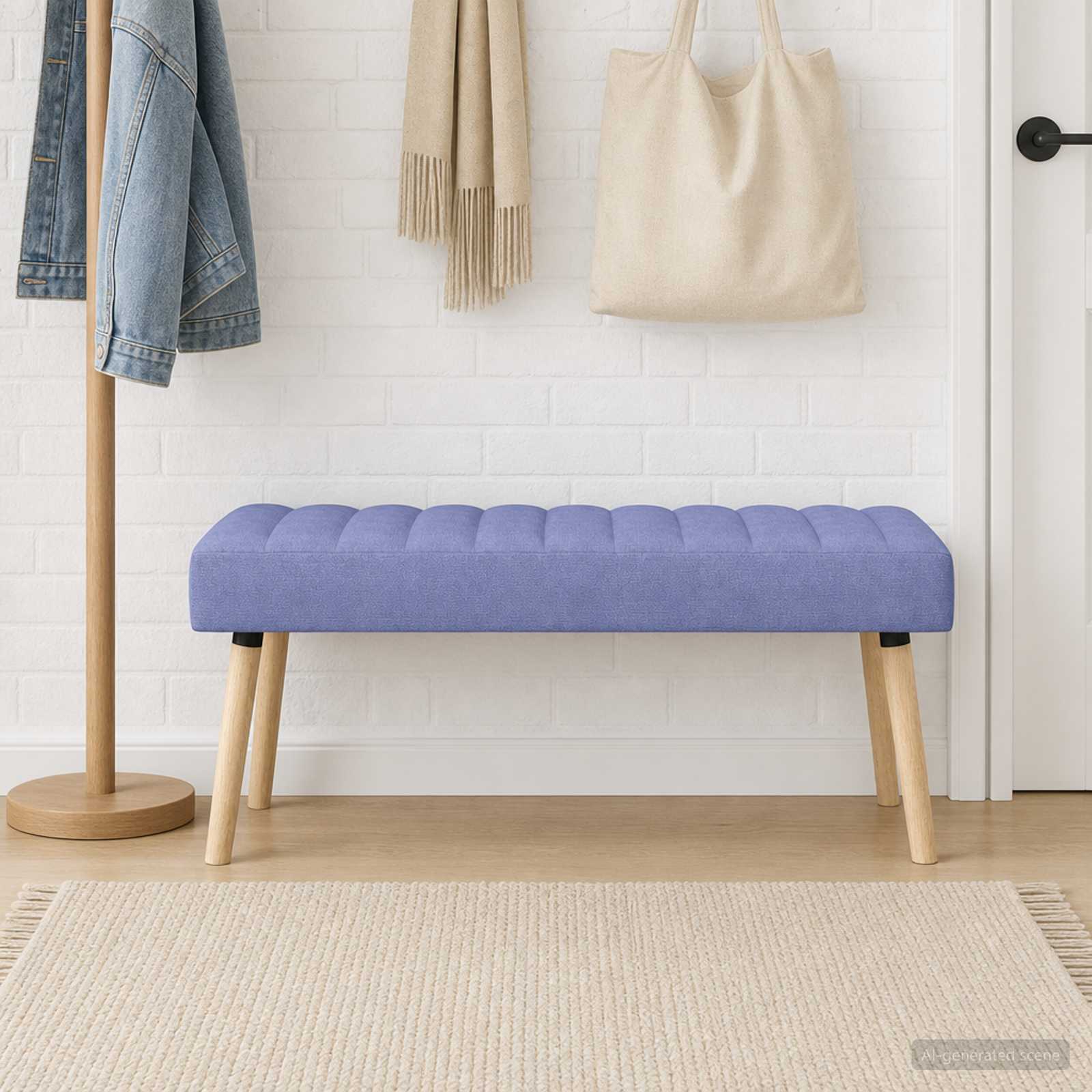 Kanalgepolsterte Bank Jeans blau 110 x 40 x 46 cm Stoff