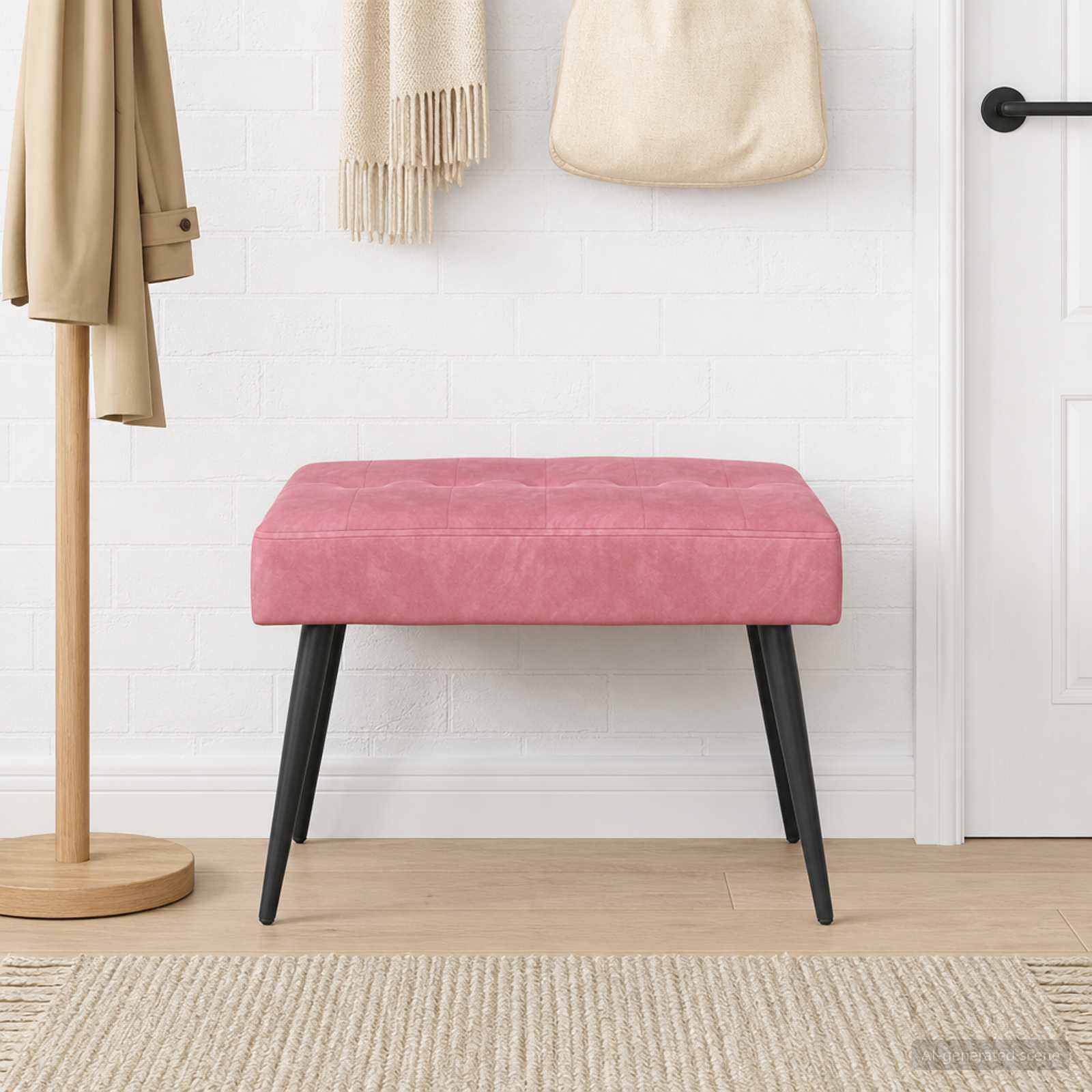 Bank mit Knopfheftung Rosa 60 x 40 x 45 cm Samt