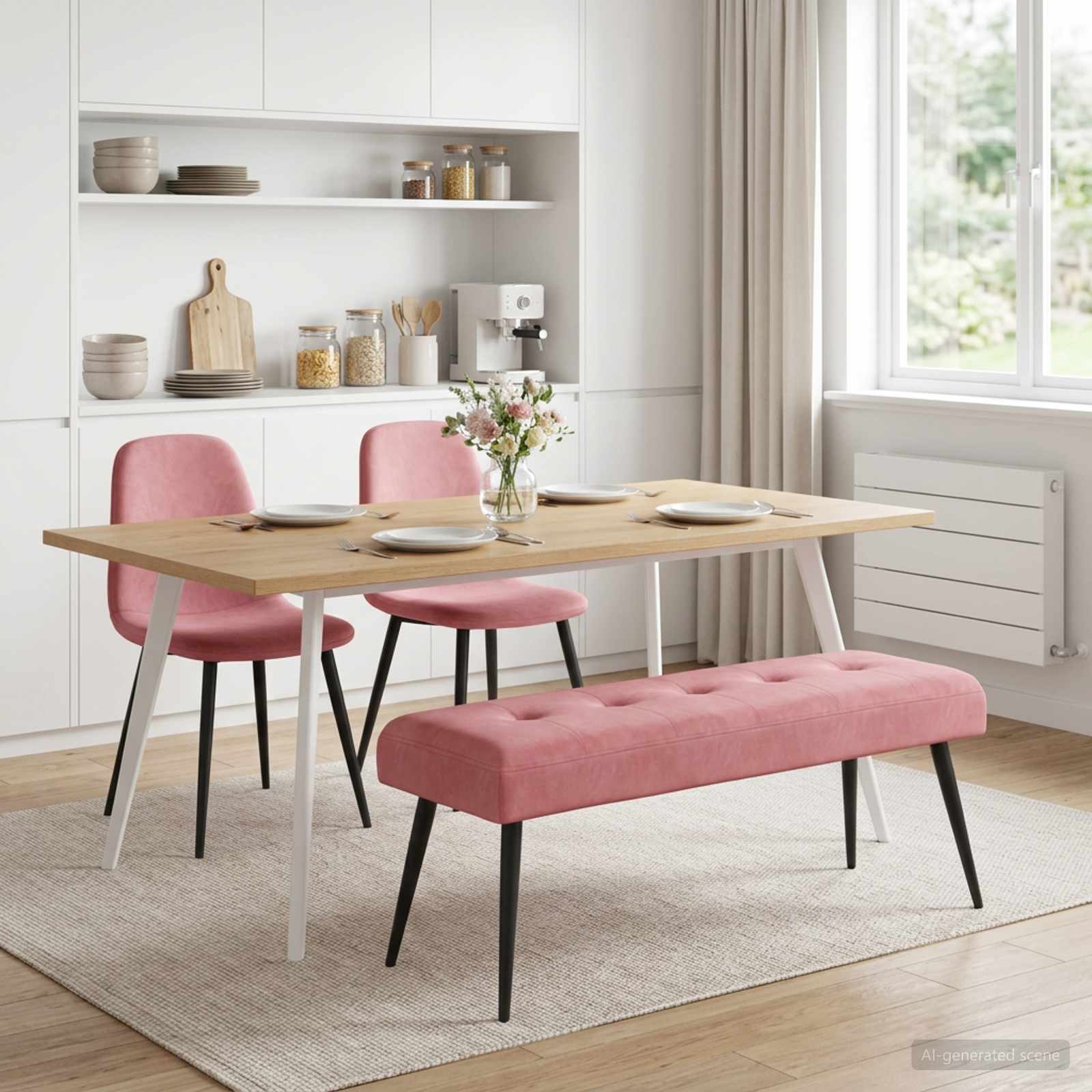 Bank mit Knopfheftung Rosa 110 x 40 x 46 cm Samt