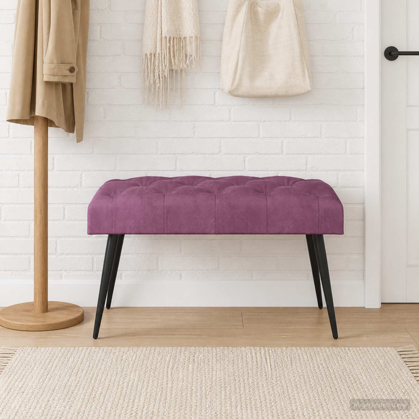 Bank mit Knopfheftung Lila 80 x 40 x 46 cm Samt