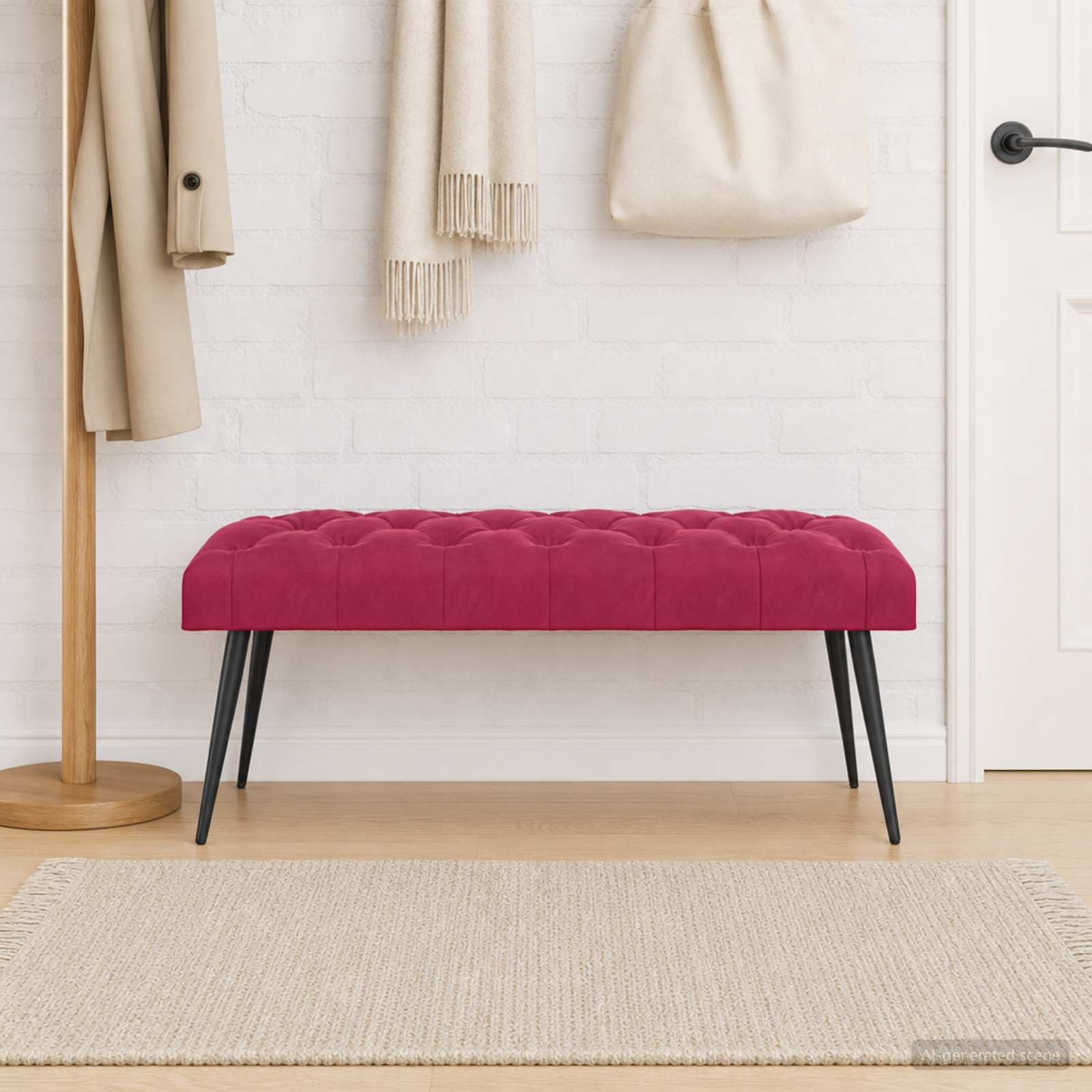 Bank mit Knopfheftung Weinrot 110 x 40 x 46 cm Samt
