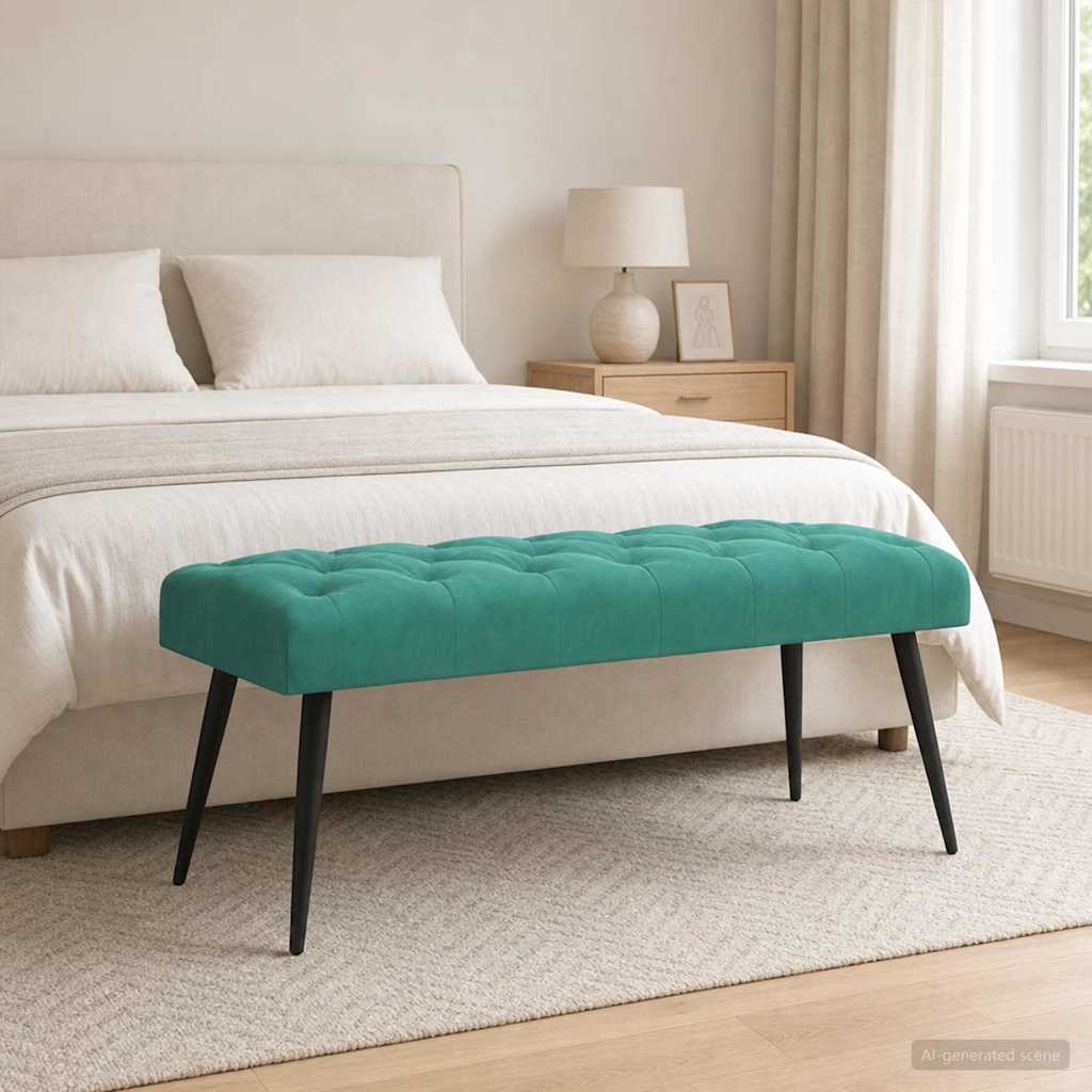 Bank mit Knopfheftung Türkis 110 x 40 x 46 cm Samt