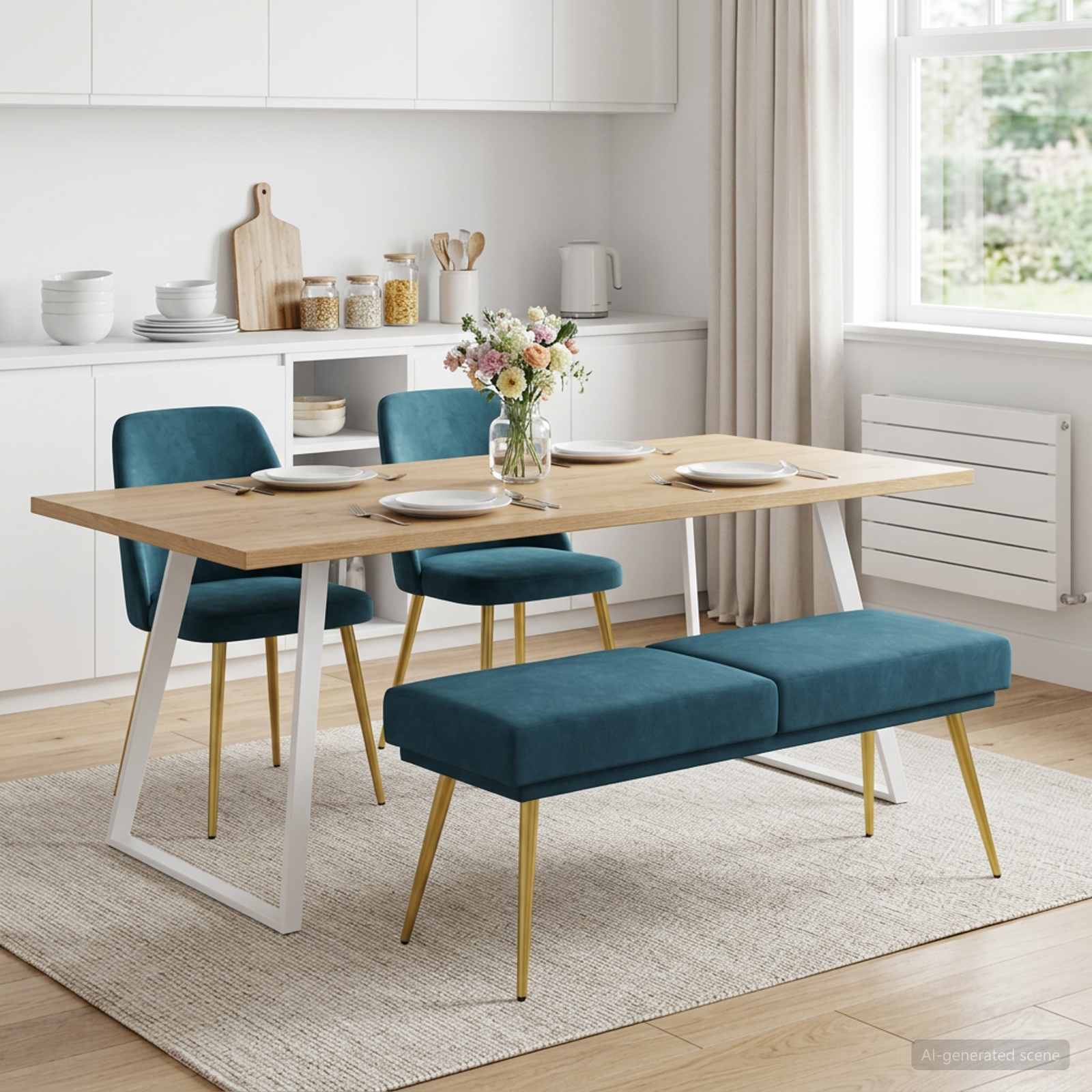 Doppellagige Bank Blau 120 x 45 x 46 cm Samt