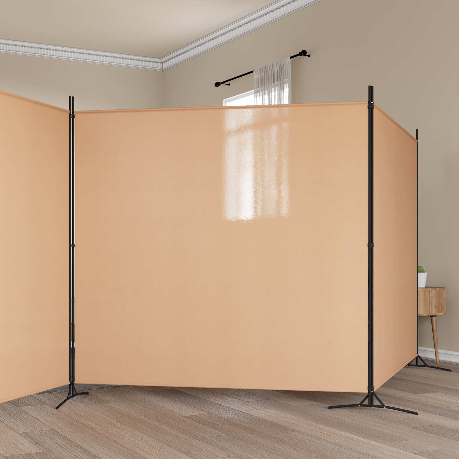 4-Panel Room Divider Beige 525 x 180 cm Stoff