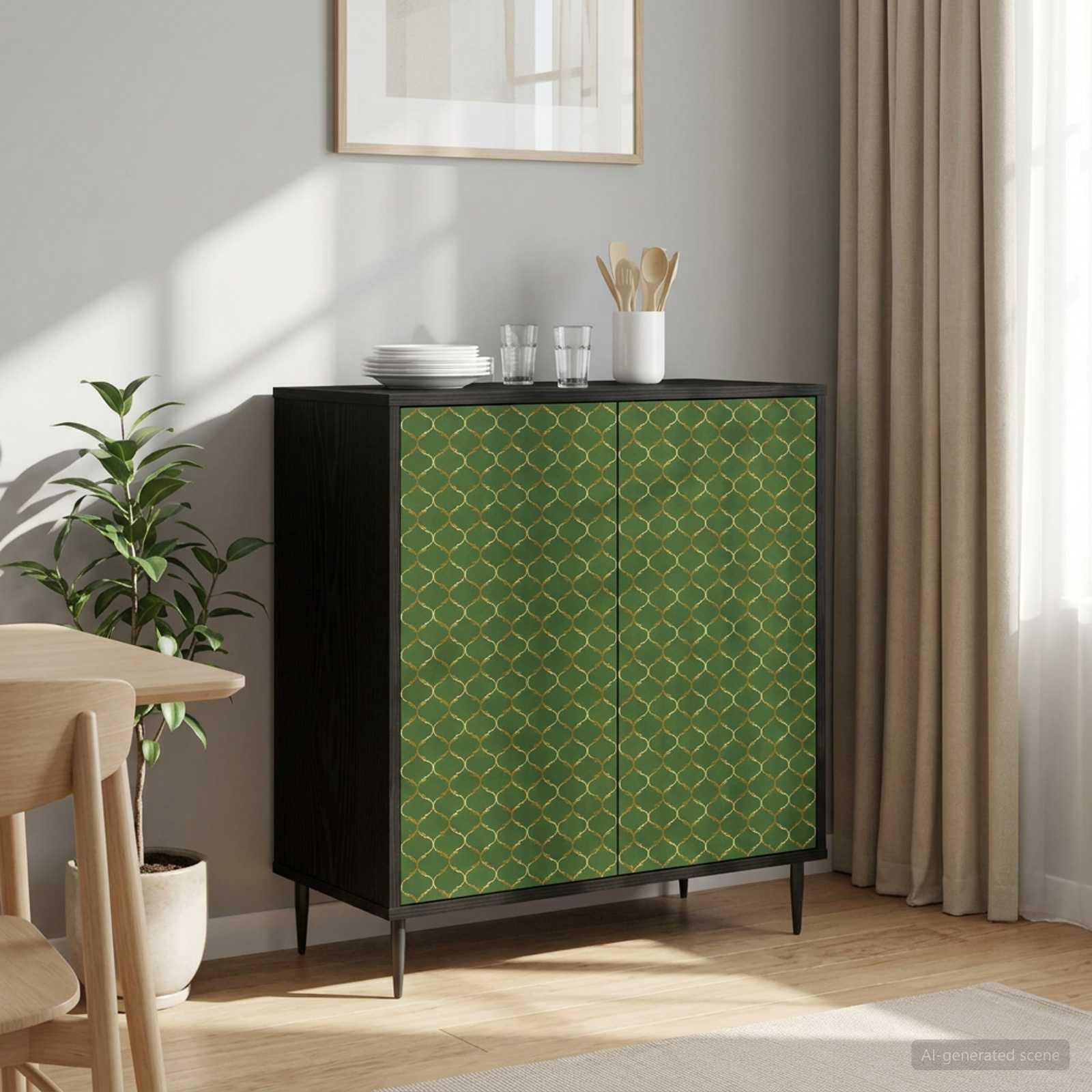 Sideboard GELEEN Schwarz Eichen-Optik 69 x 33 x 76 cm