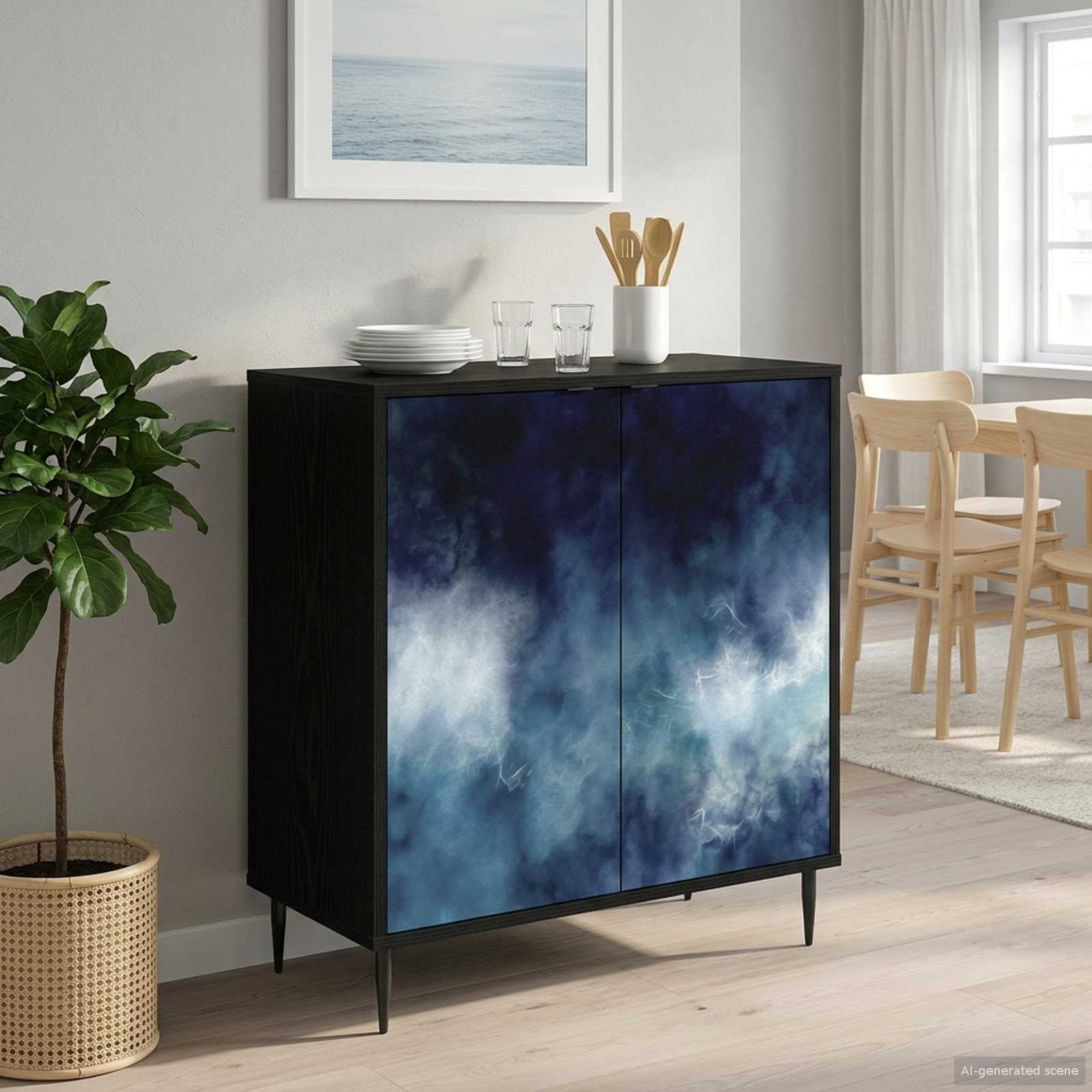 Sideboard RAALTE Schwarz Eichen-Optik 69 x 33 x 76 cm