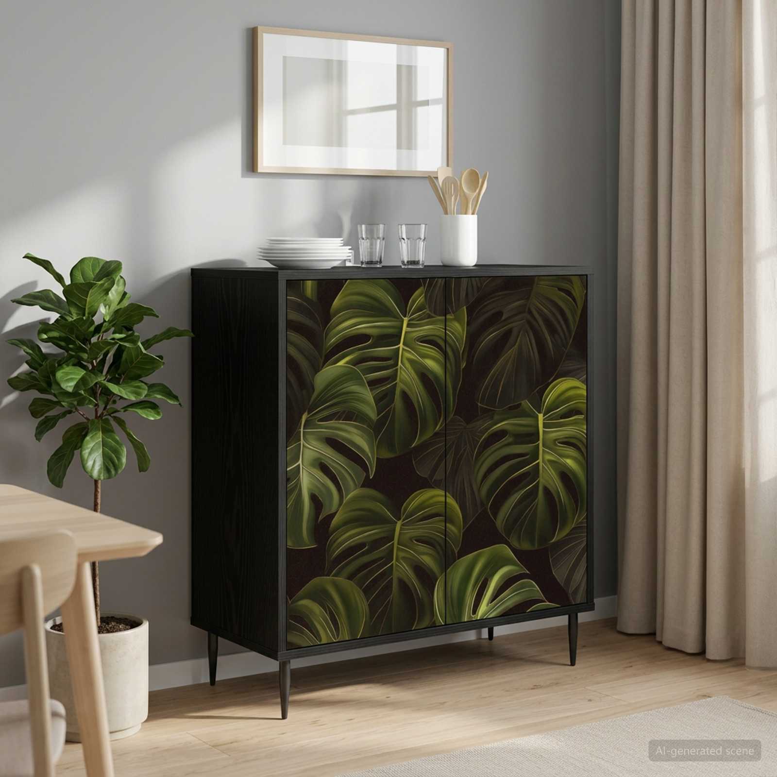 Sideboard ELBURG Schwarz Eichen-Optik 69 x 33 x 76 cm