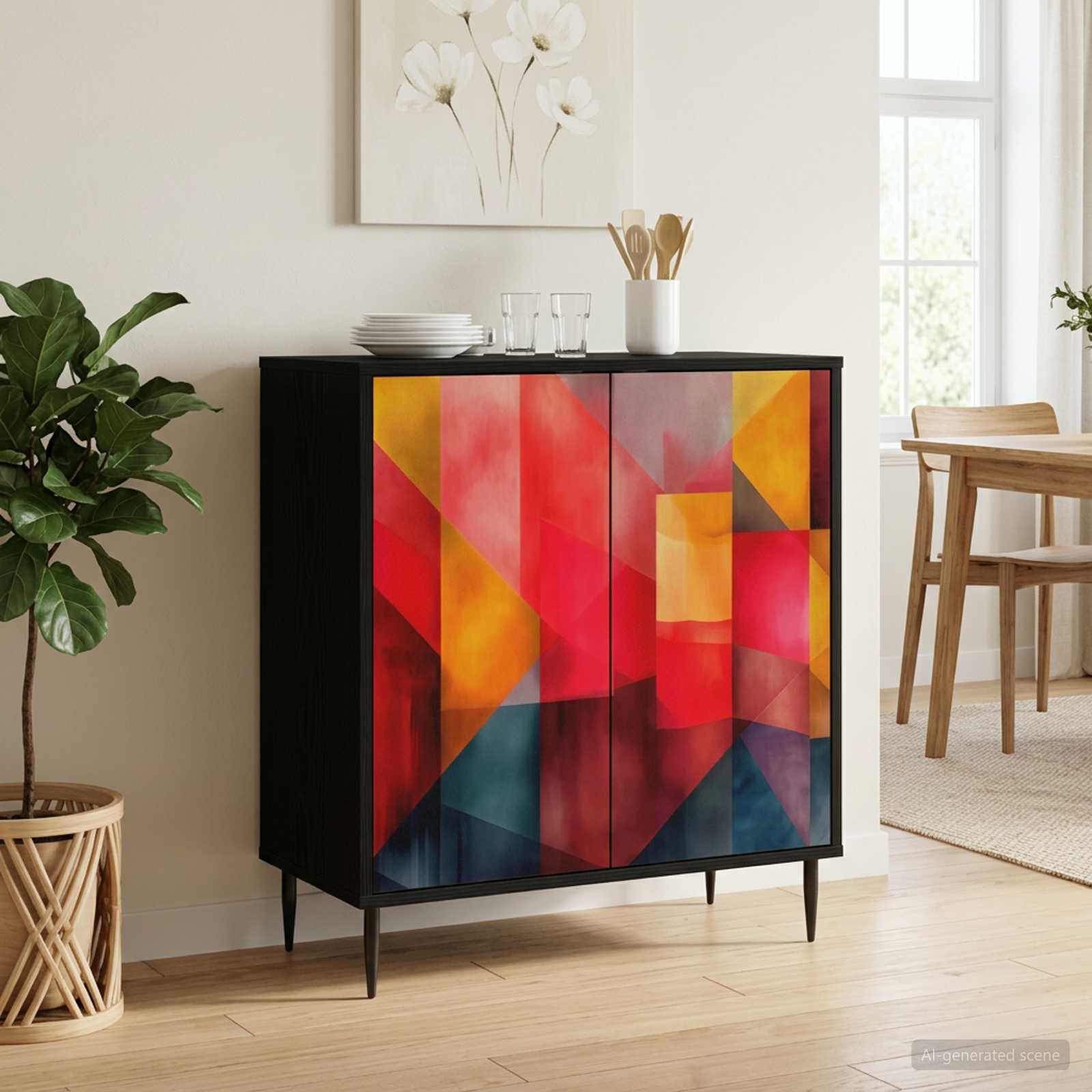 Sideboard HEESCH Schwarz Eichen-Optik 69 x 33 x 76 cm