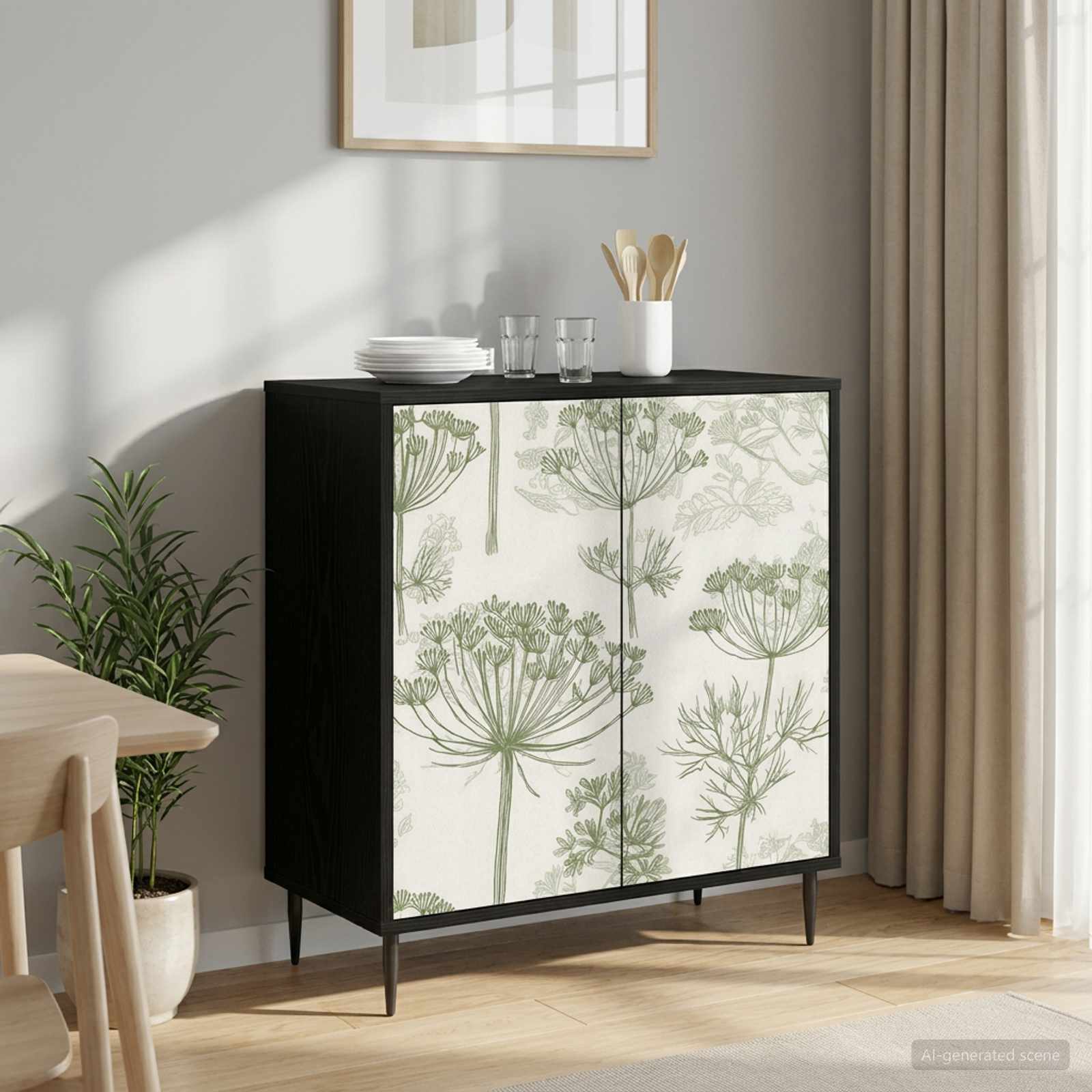 Sideboard GOTHA Schwarz Eichen-Optik 69 x 33 x 76 cm