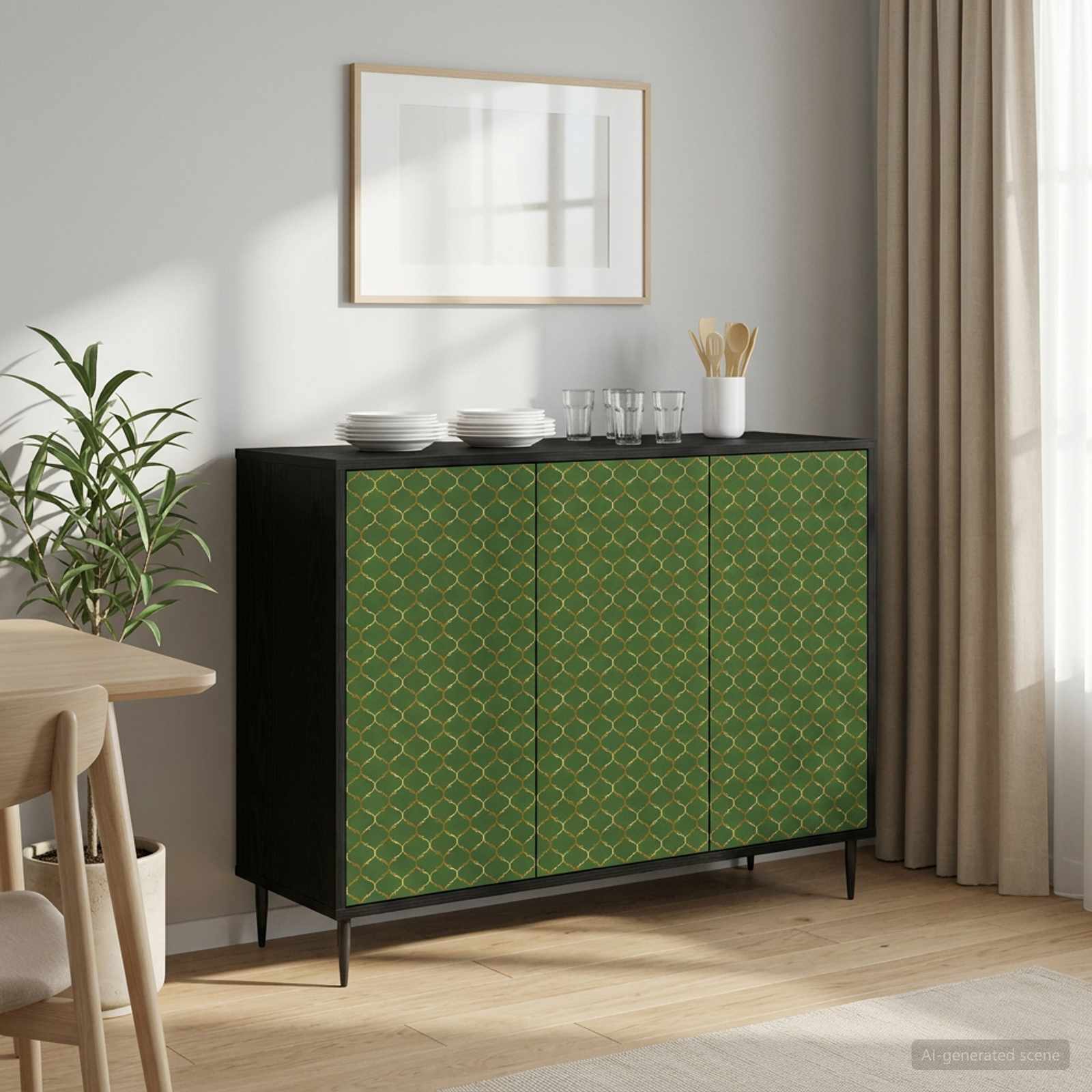 Sideboard GELEEN Schwarz Eichen-Optik 102 x 33 x 76 cm