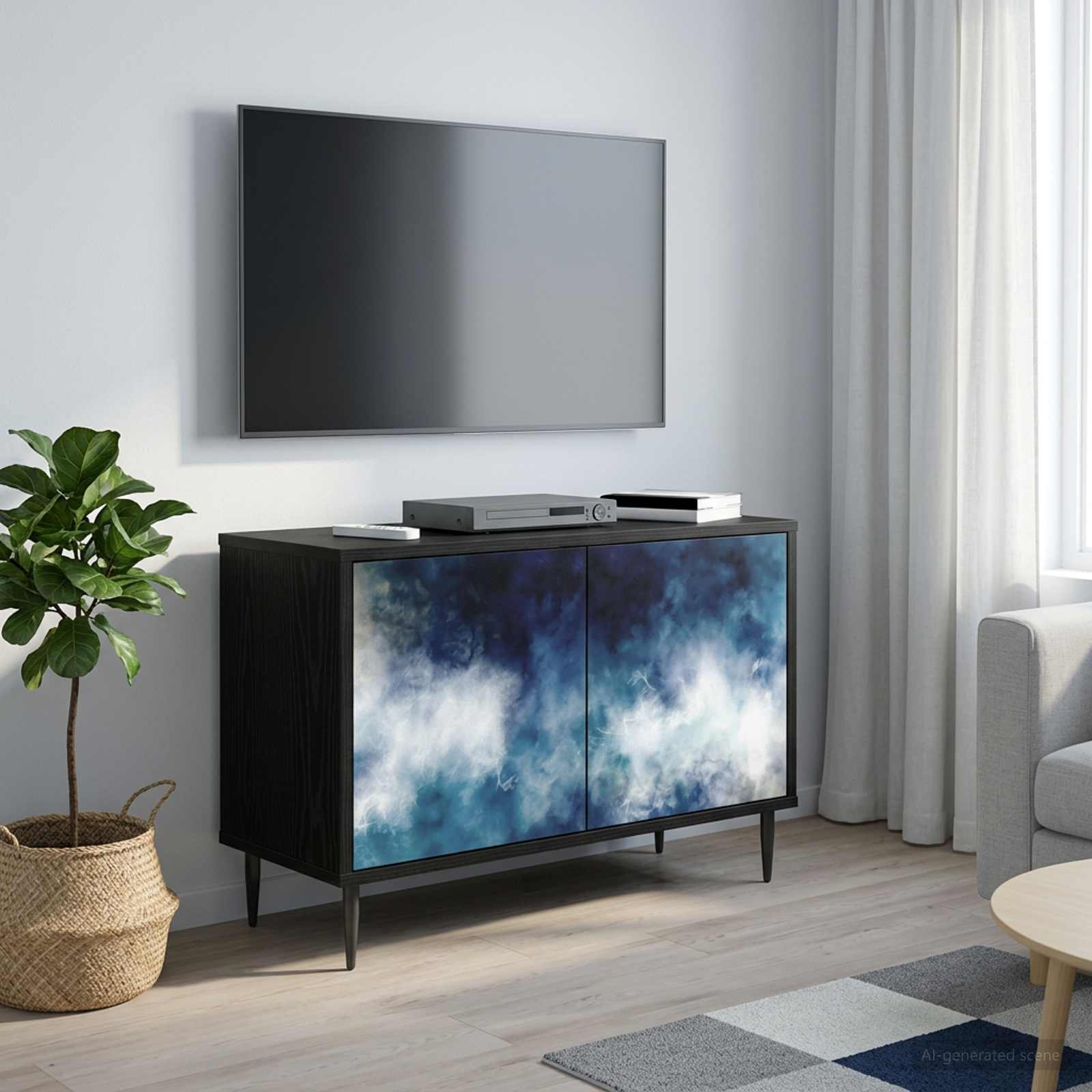 TV-Schrank RAALTE 69 x 33 x 50,5 cm Schwarz Eichen-Optik