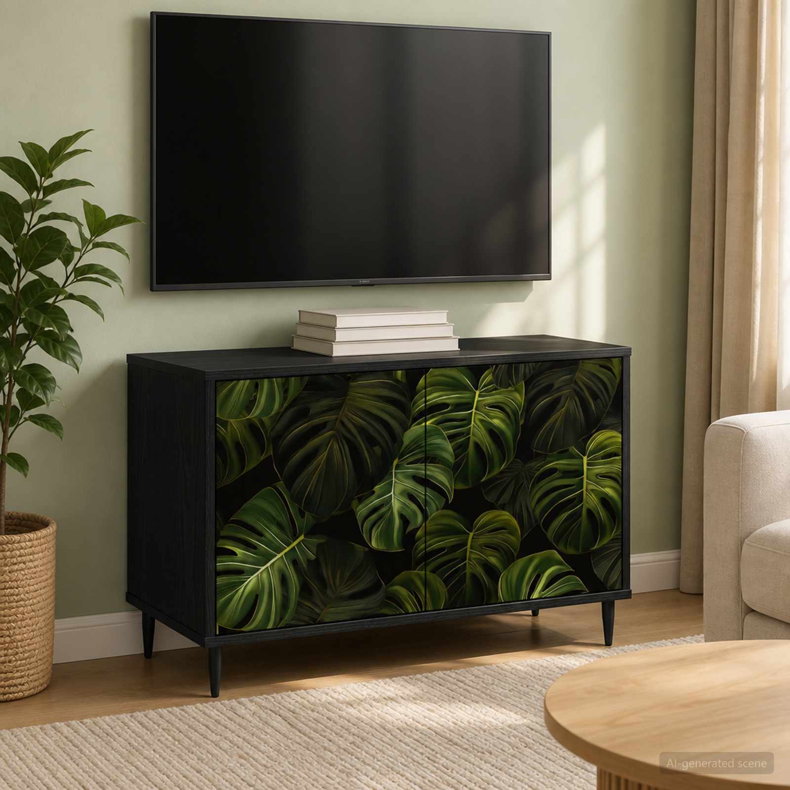 TV-Schrank ELBURG 69 x 33 x 50,5 cm Schwarz Eichen-Optik