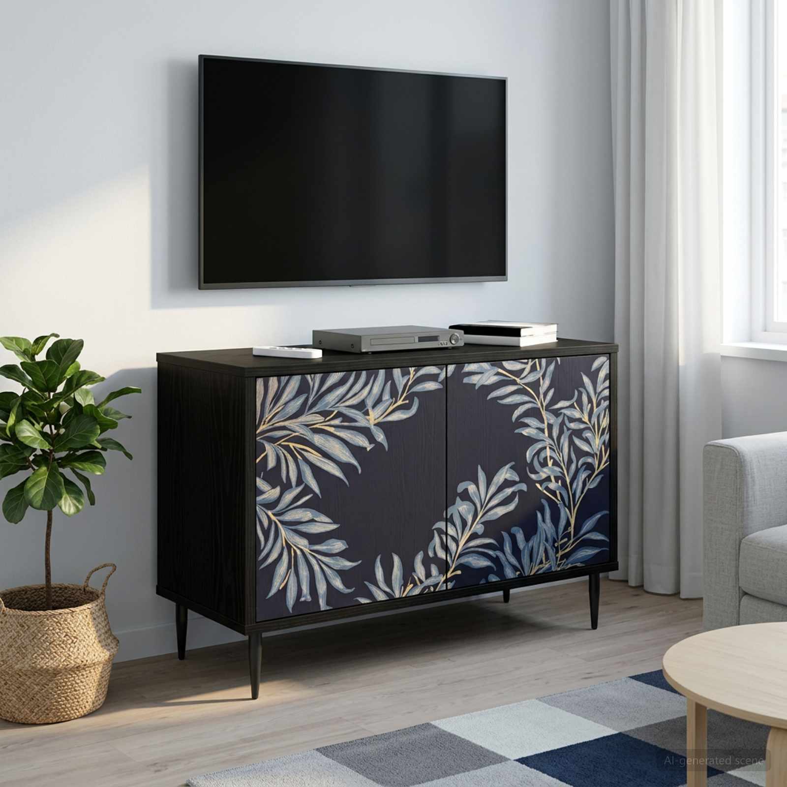 TV-Schrank DOKKUM 69 x 33 x 50,5 cm Schwarz Eichen-Optik
