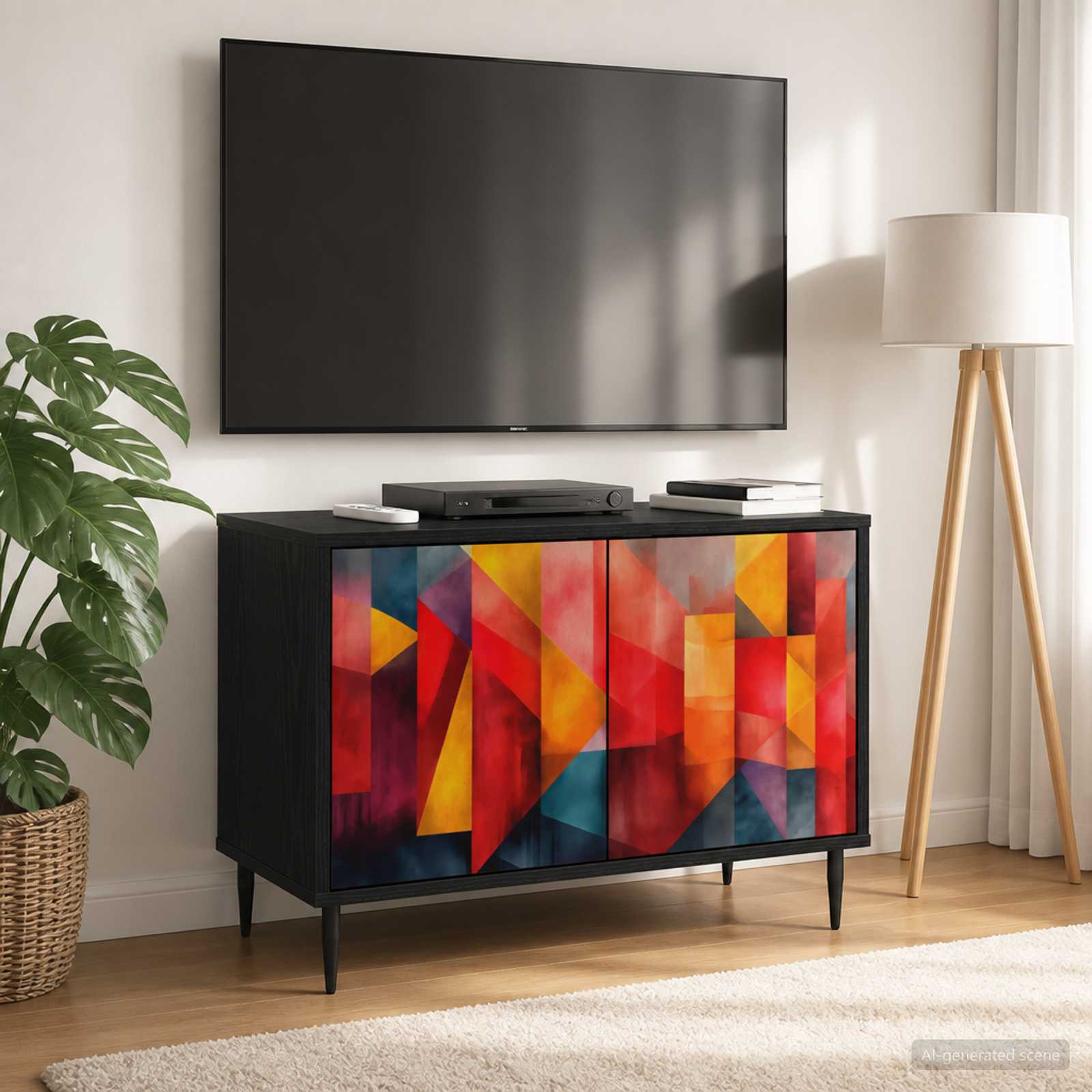 TV-Schrank HEESCH 69 x 33 x 50,5 cm Schwarz Eichen-Optik
