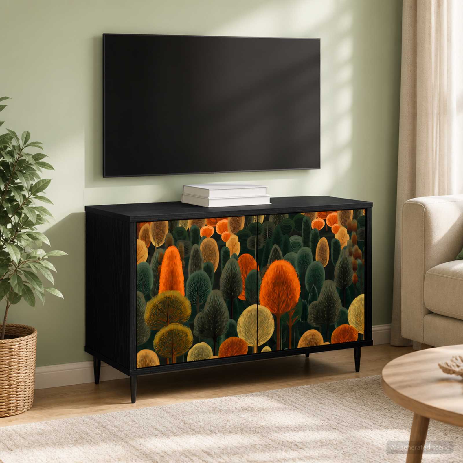 TV-Schrank ZAANDAM 69 x 33 x 50,5 cm Schwarz Eichen-Optik