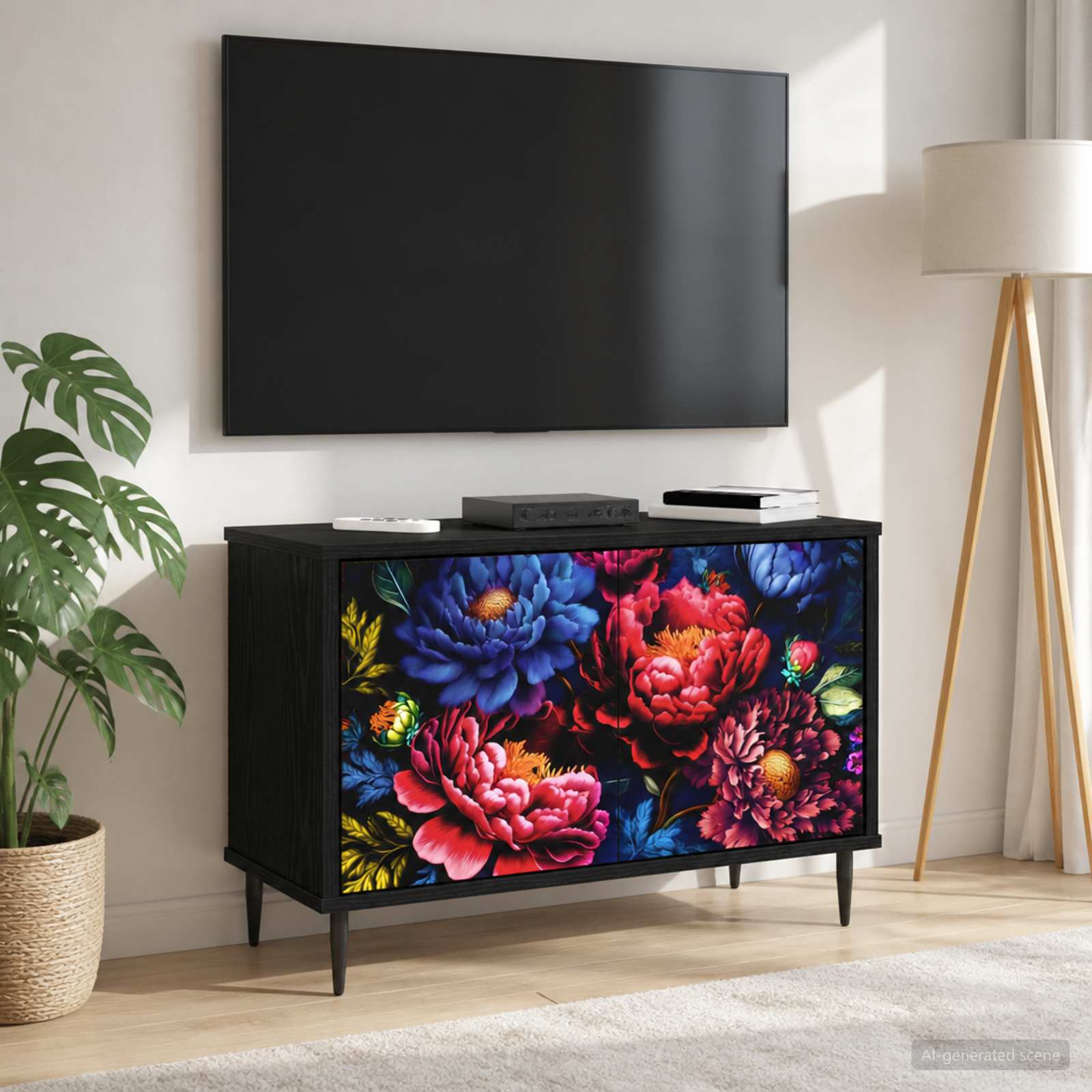 TV-Schrank KIEL 69 x 33 x 50,5 cm Schwarz Eichen-Optik