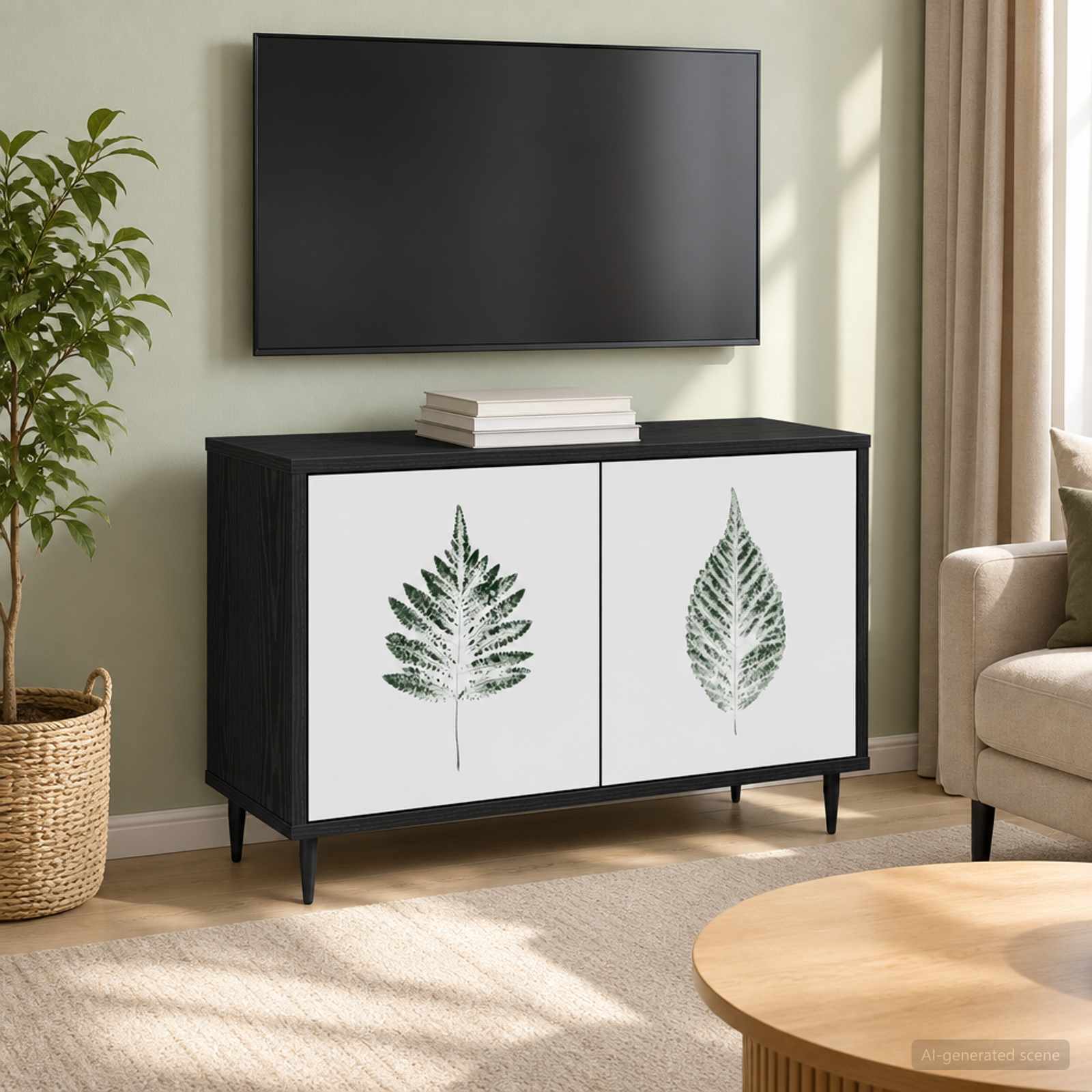 TV-Schrank HANAU 69 x 33 x 50,5 cm Schwarz Eichen-Optik