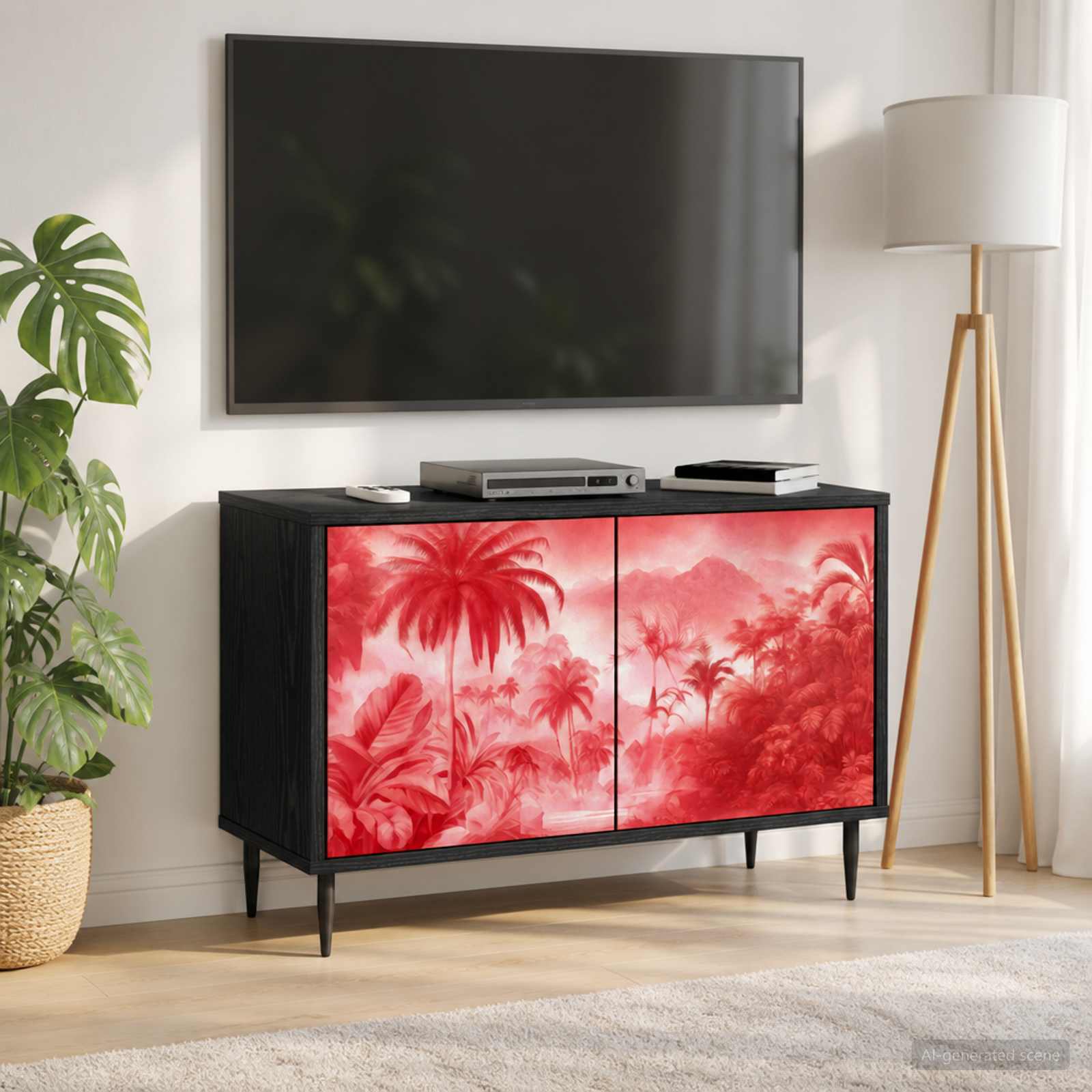 TV-Schrank AACHEN 69 x 33 x 50,5 cm Schwarz Eichen-Optik