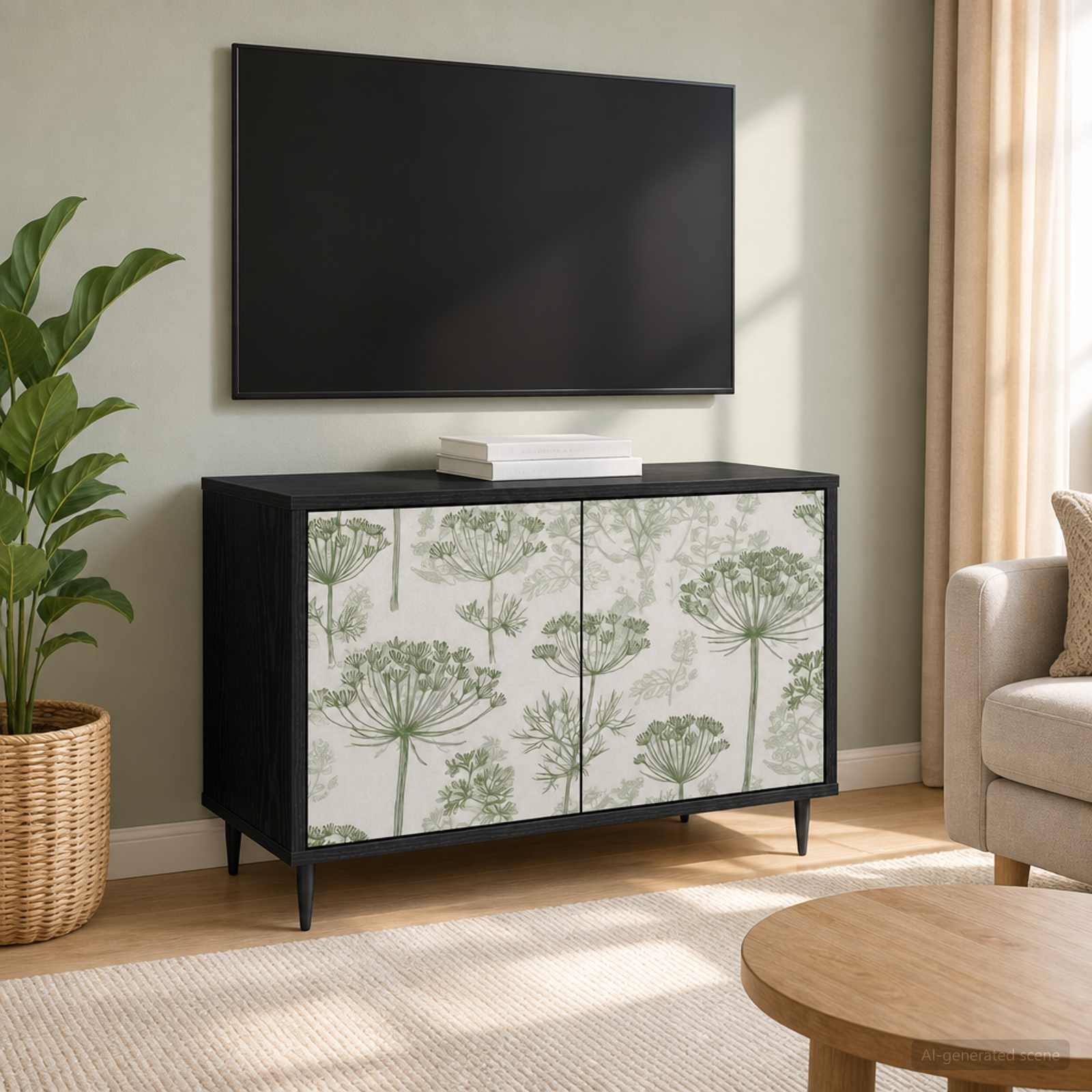 TV-Schrank GOTHA 69 x 33 x 50,5 cm Schwarz Eichen-Optik
