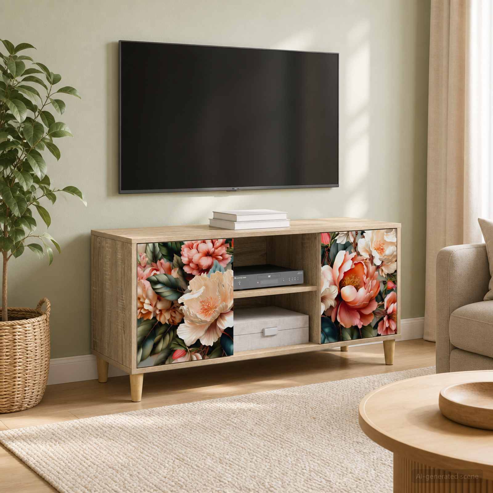 TV-Schrank BORNE 102 x 33 x 50 cm Sonoma Holzwerkstoff