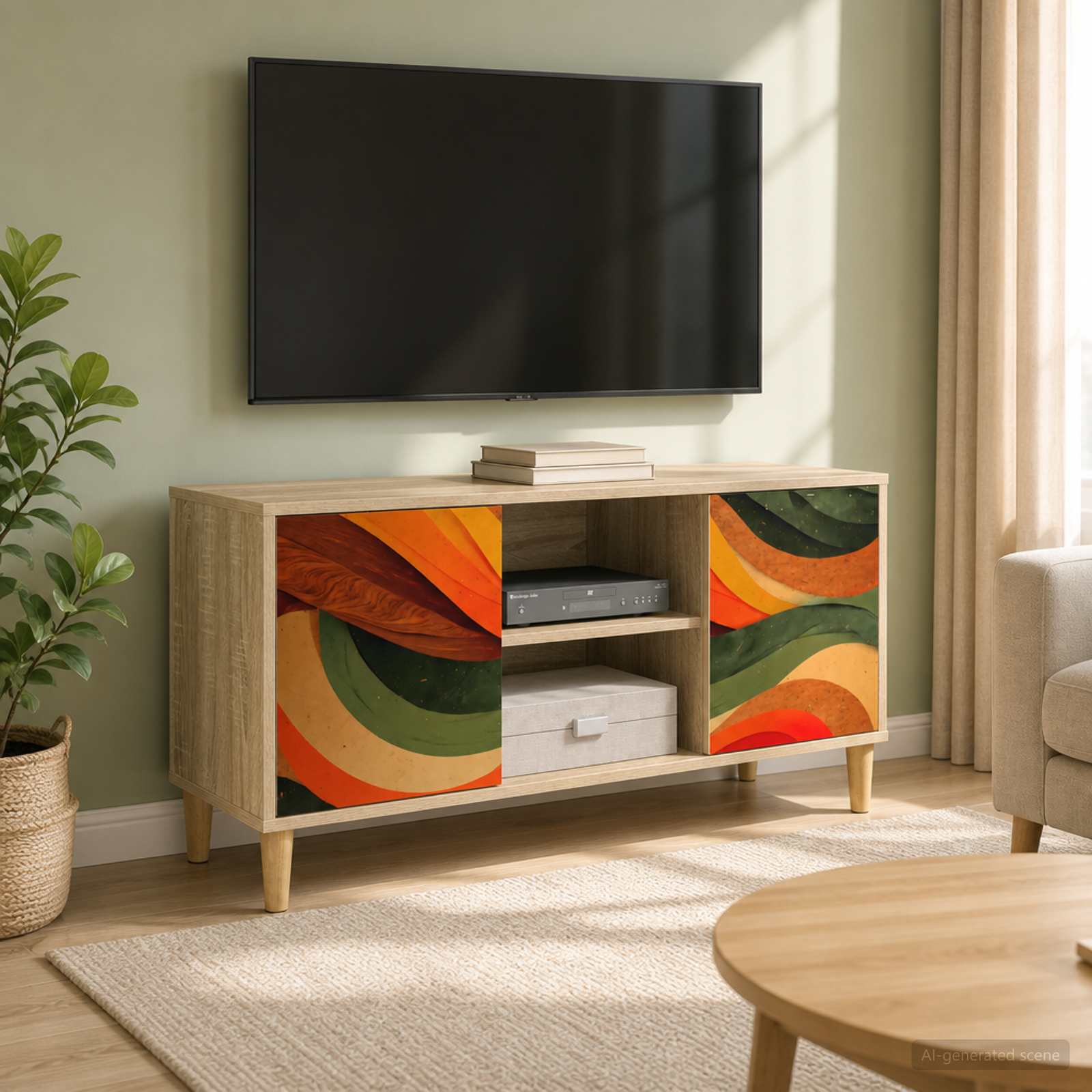 TV-Schrank BONN 102 x 33 x 50 cm Sonoma Holzwerkstoff