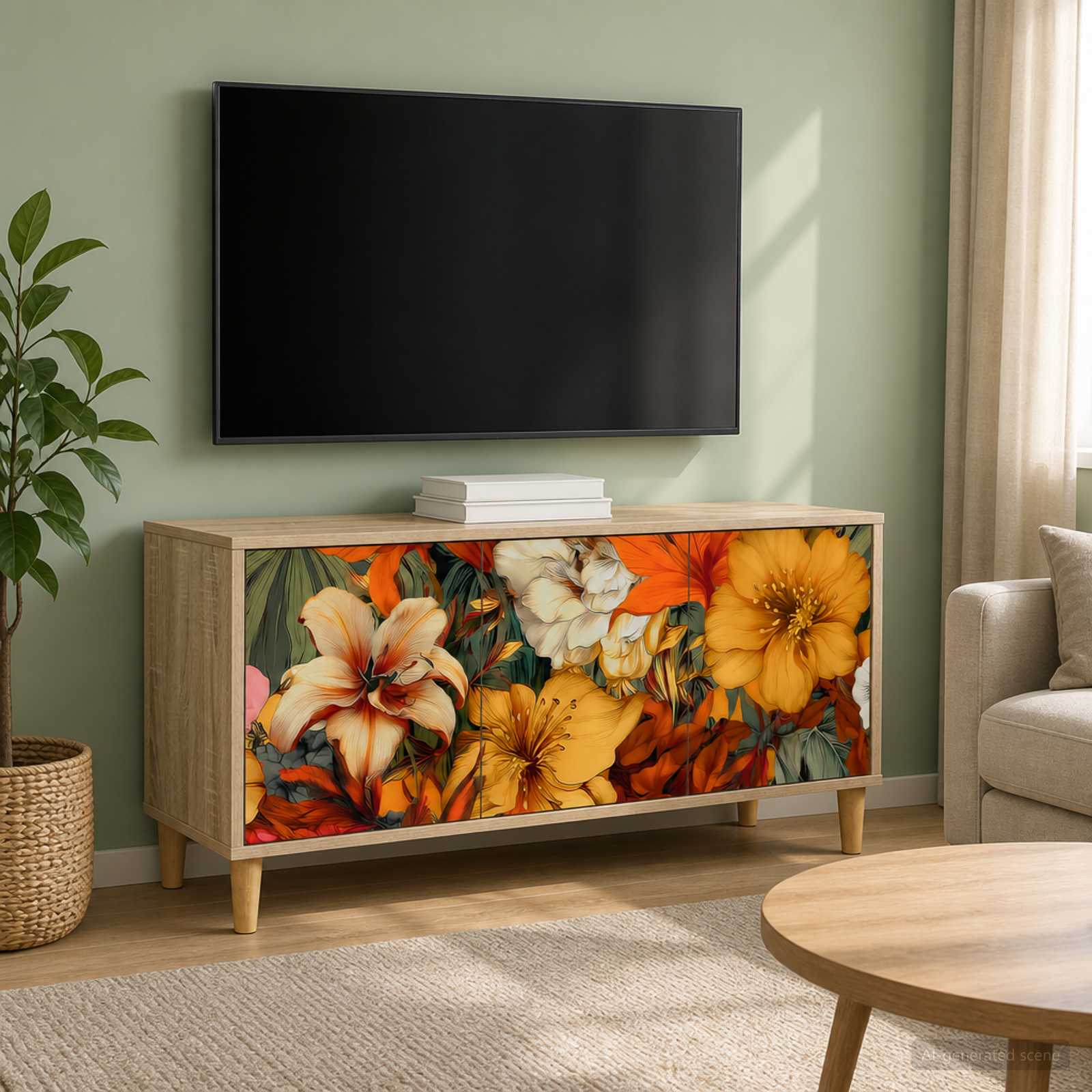 TV-Schrank GENNEP 102 x 33 x 50 cm Sonoma Holzwerkstoff