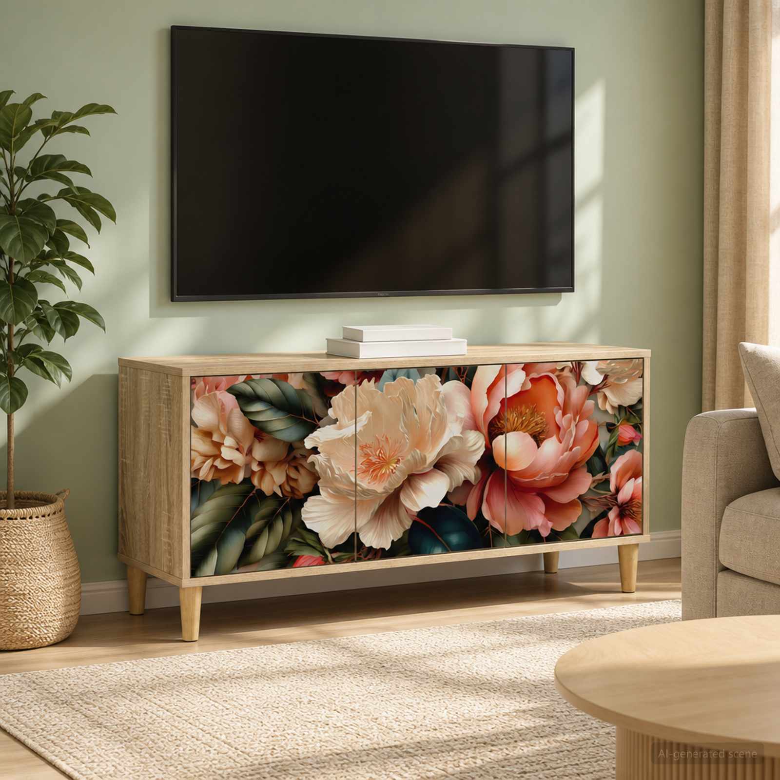TV-Schrank BORNE 102 x 33 x 50 cm Sonoma Holzwerkstoff