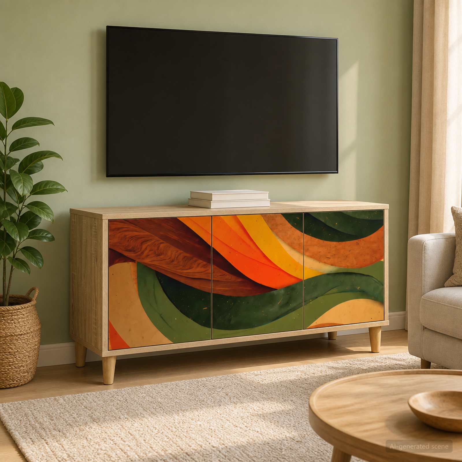TV-Schrank BONN 102 x 33 x 50 cm Sonoma Holzwerkstoff