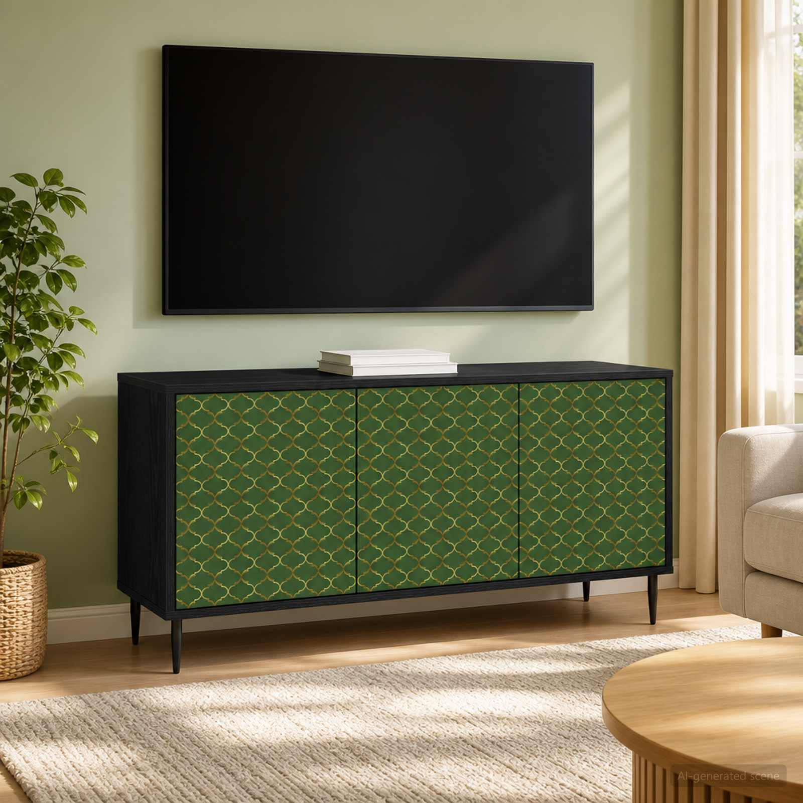 TV-Schrank GELEEN 102 x 33 x 51 cm Schwarz Eichen-Optik
