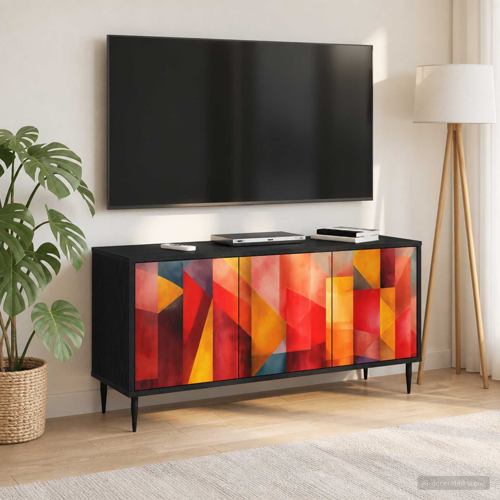 TV-Schrank HEESCH 102 x 33 x 51 cm Schwarz Eichen-Optik