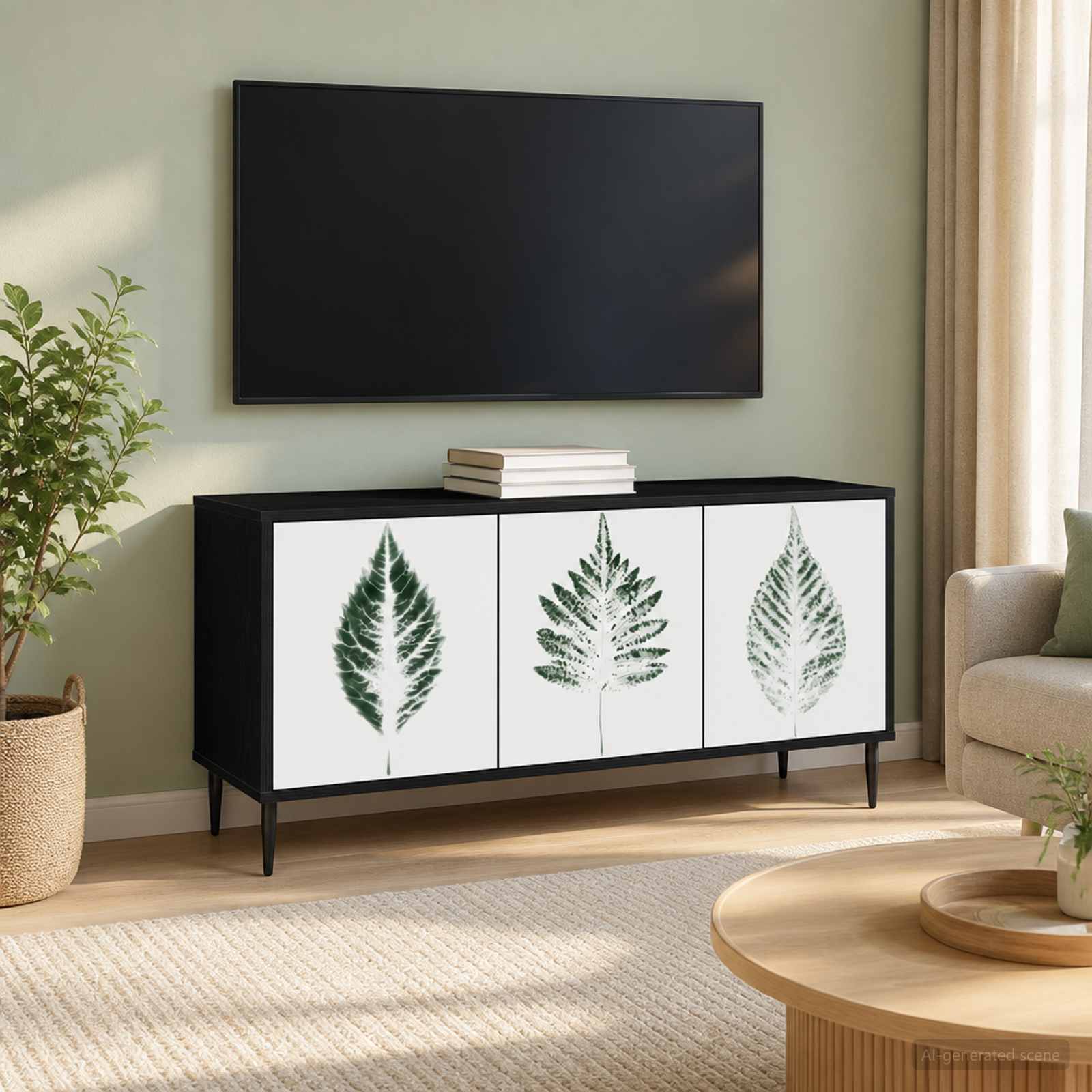 TV-Schrank HANAU 102 x 33 x 51 cm Schwarz Eichen-Optik