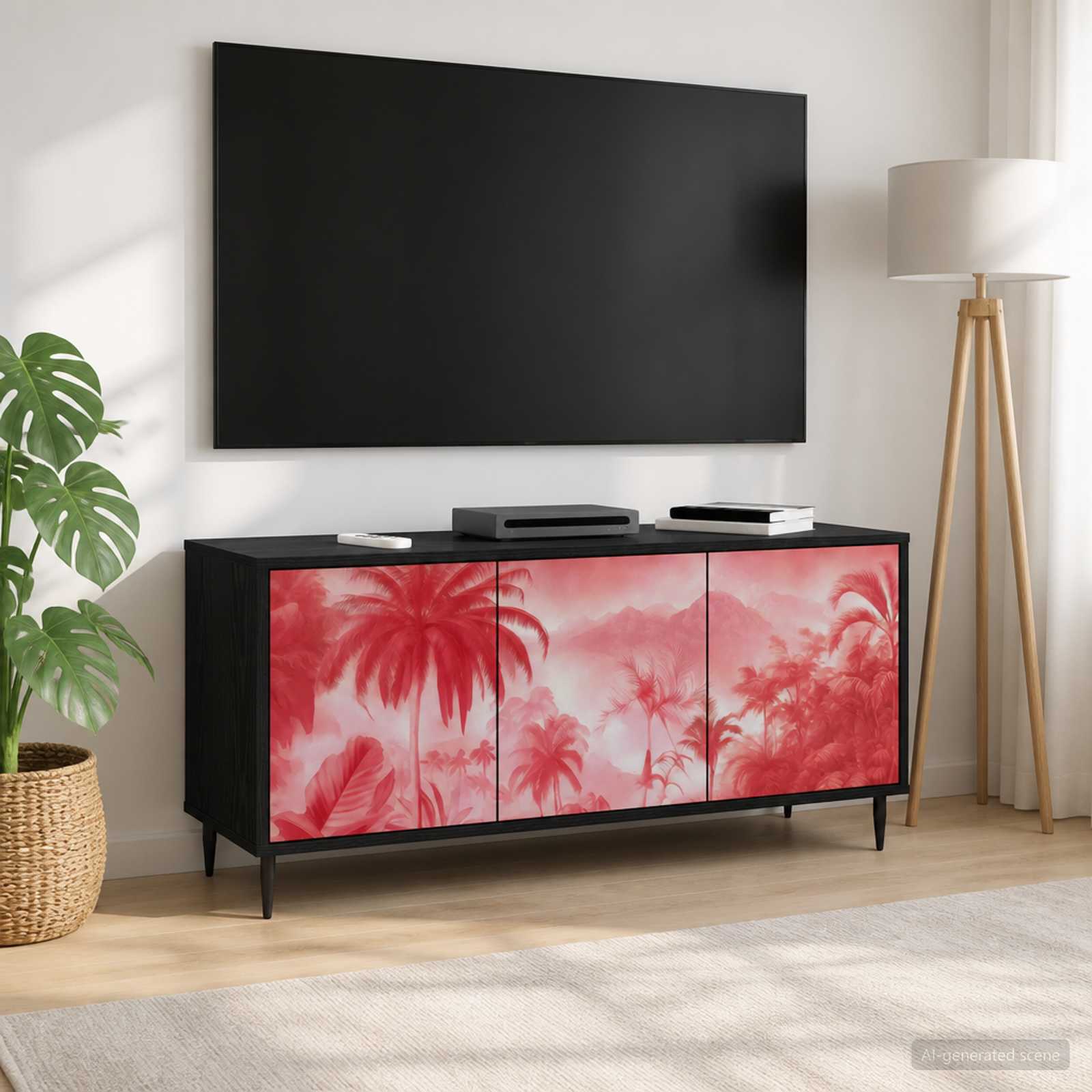 TV-Schrank AACHEN 102 x 33 x 51 cm Schwarz Eichen-Optik