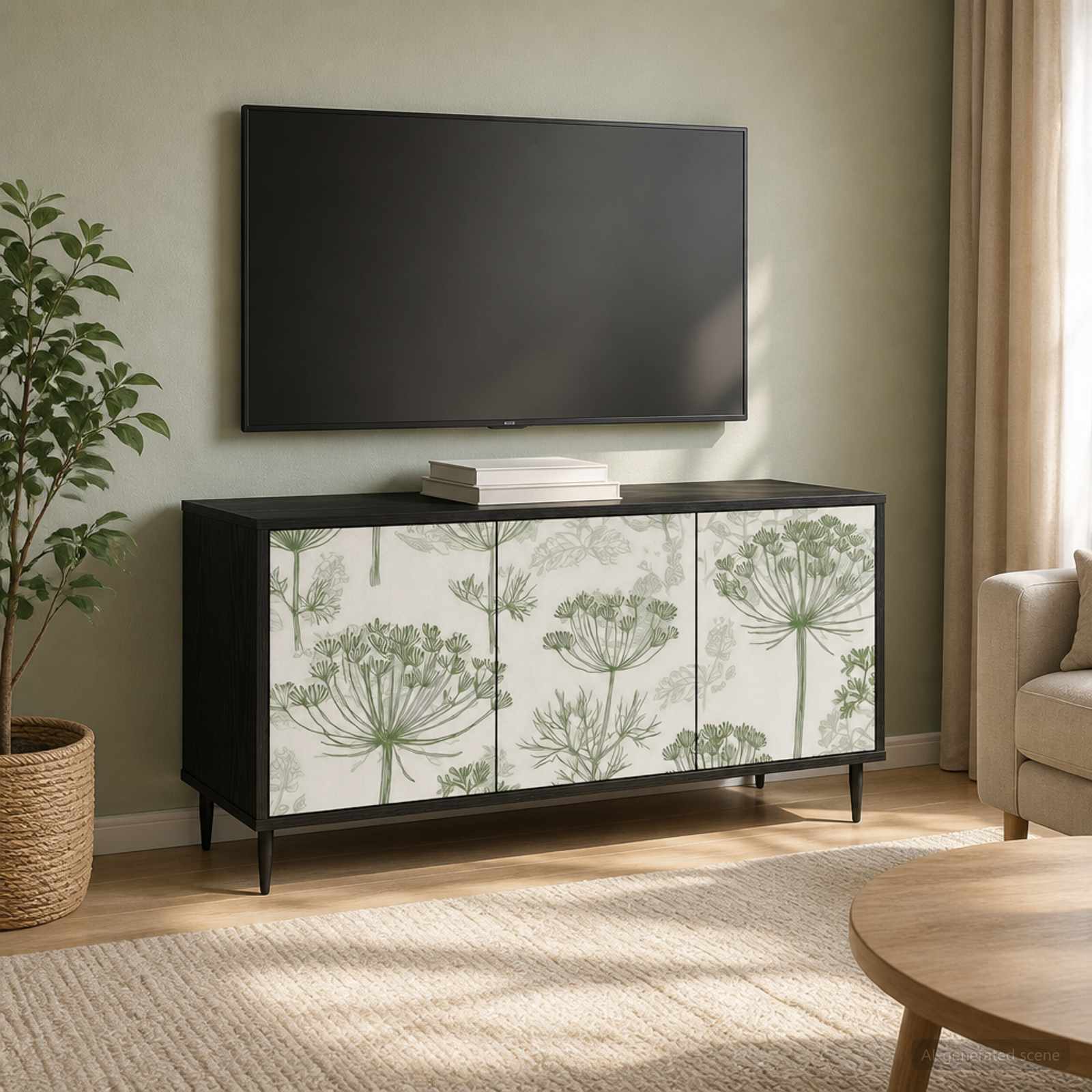 TV-Schrank GOTHA 102 x 33 x 51 cm Schwarz Eichen-Optik