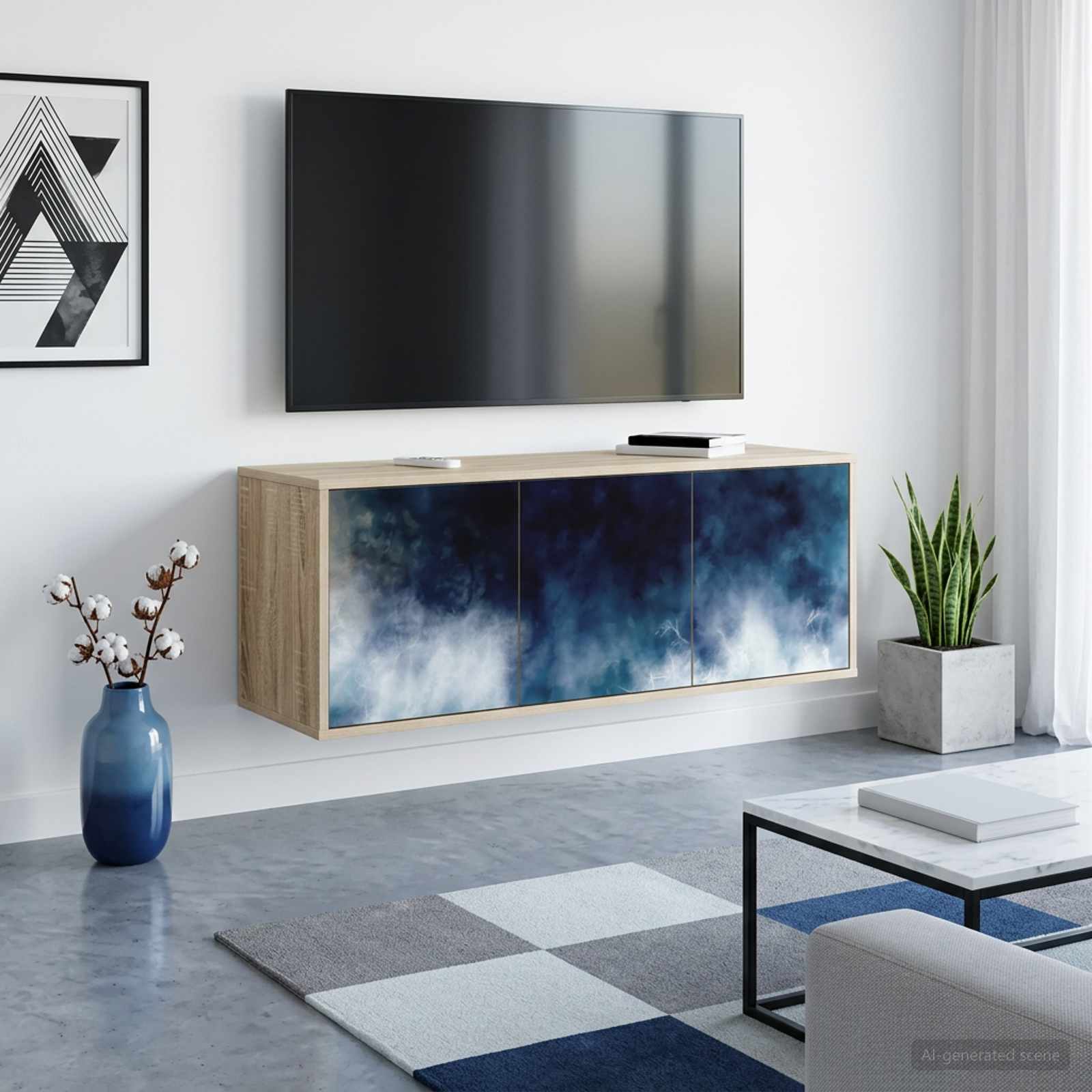 Wandmontierter TV-Schrank RAALTE 102 x 33 x 40 cm Sonoma-Eiche