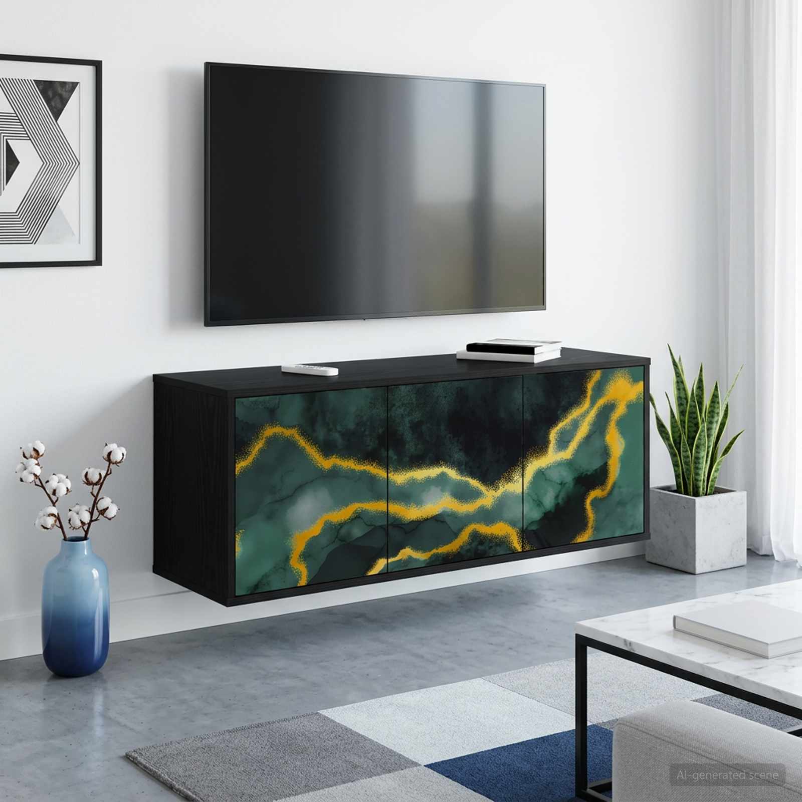 Wandmontierter TV-Schrank WIJHE 102 x 33 x 40 cm Holzwerkstoff