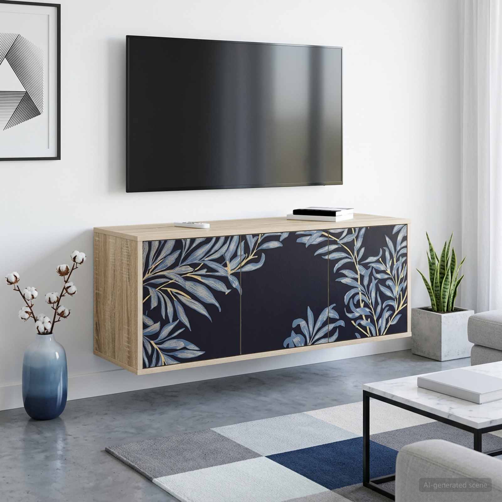 Wandmontierter TV-Schrank DOKKUM 102 x 33 x 40 cm Sonoma-Eiche