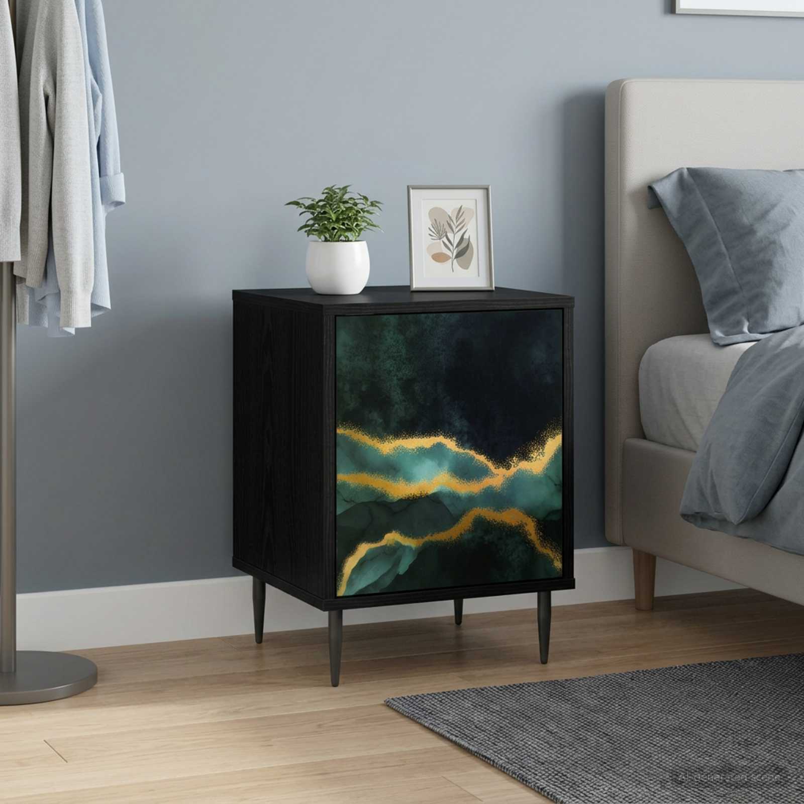 Nachttisch WIJHE 2 stk. Schwarz Eichen-Optik 36 x 33 x 51 cm