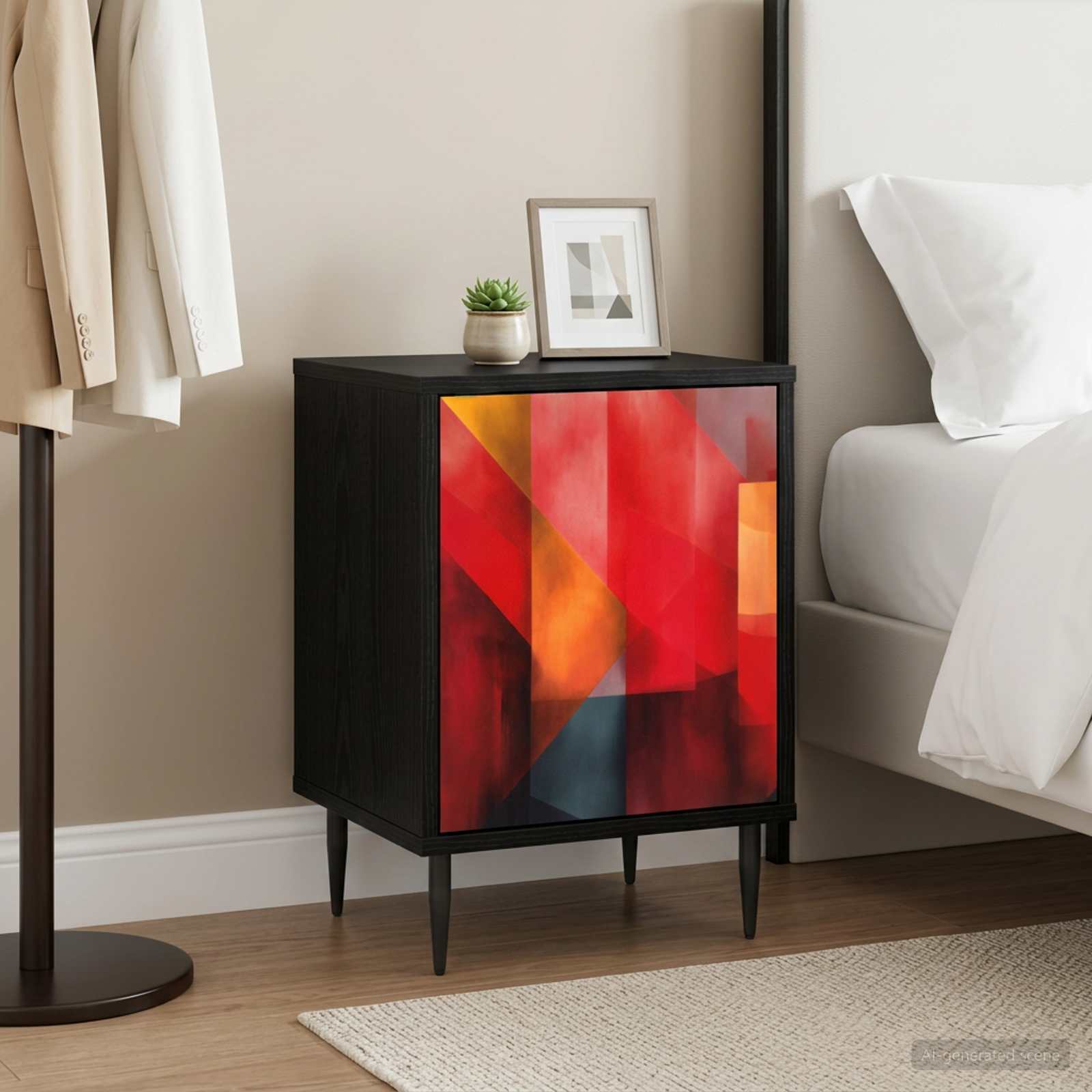 Nachttisch HEESCH Schwarz Eichen-Optik 36 x 33 x 51 cm