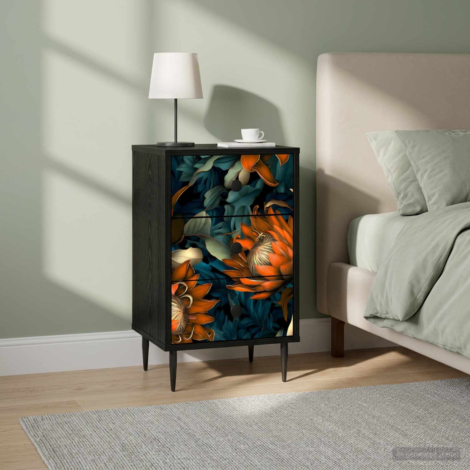 Nachttisch LOCHEM 2 stk. Schwarz Eichen-Optik 36 x 33 x 61 cm
